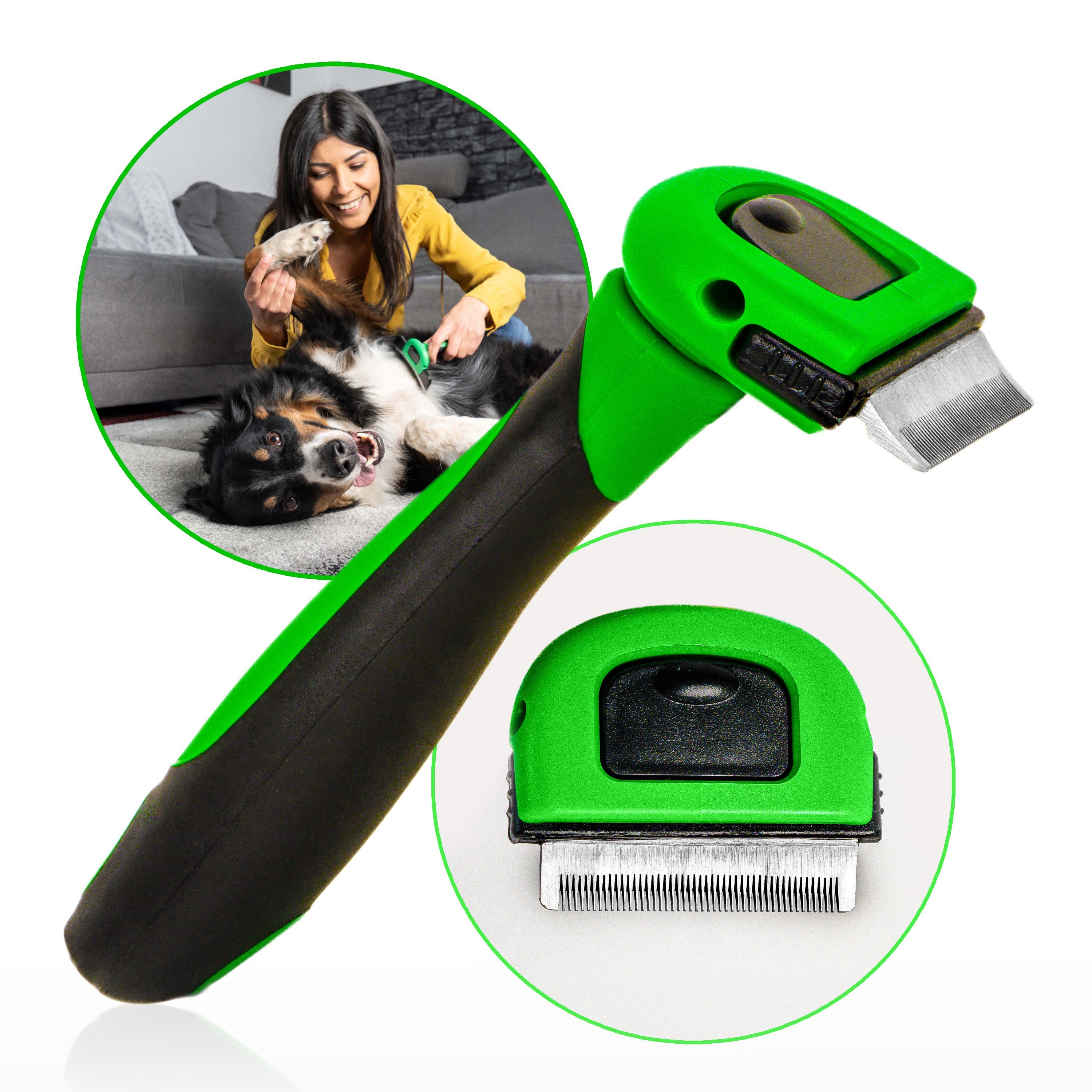 FinoPet Fellbürste Hundebürste für Kurzhaar & Langhaar Hunde, Edelstahl, Für kleine, mittlere und große Hunde