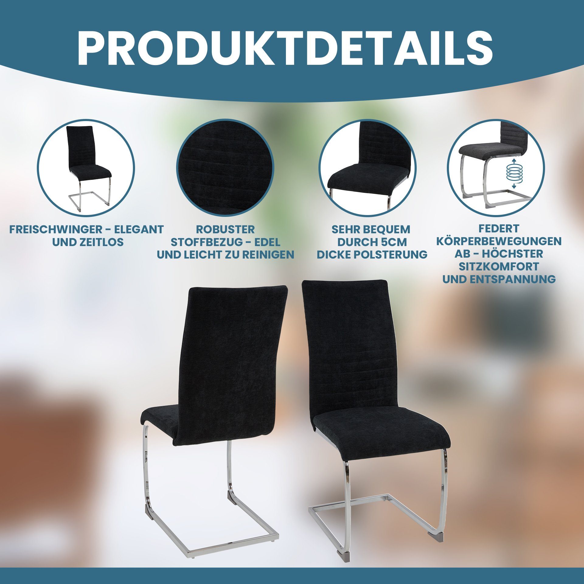 Albatros International Freischwinger Freischwinger LUGANO 4er Set Schwarz M günstig online kaufen