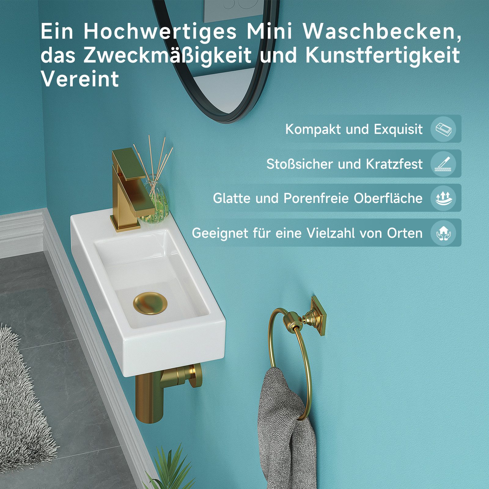 HOROW Waschbecken Mini Hängewaschbecken, Waschbecken Klein, Waschtisch Gäst günstig online kaufen