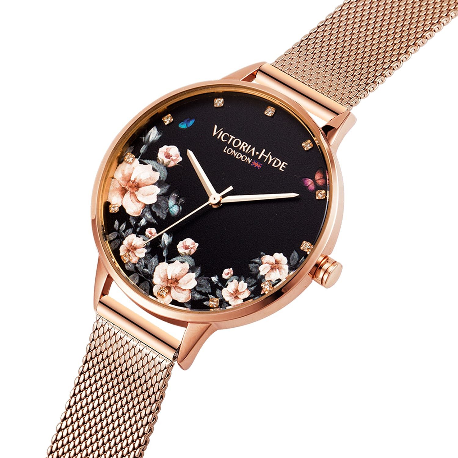 Victoria Hyde Quarzuhr Victoria Hyde Park Flower Damenuhr, Meshband, (1-tlg günstig online kaufen