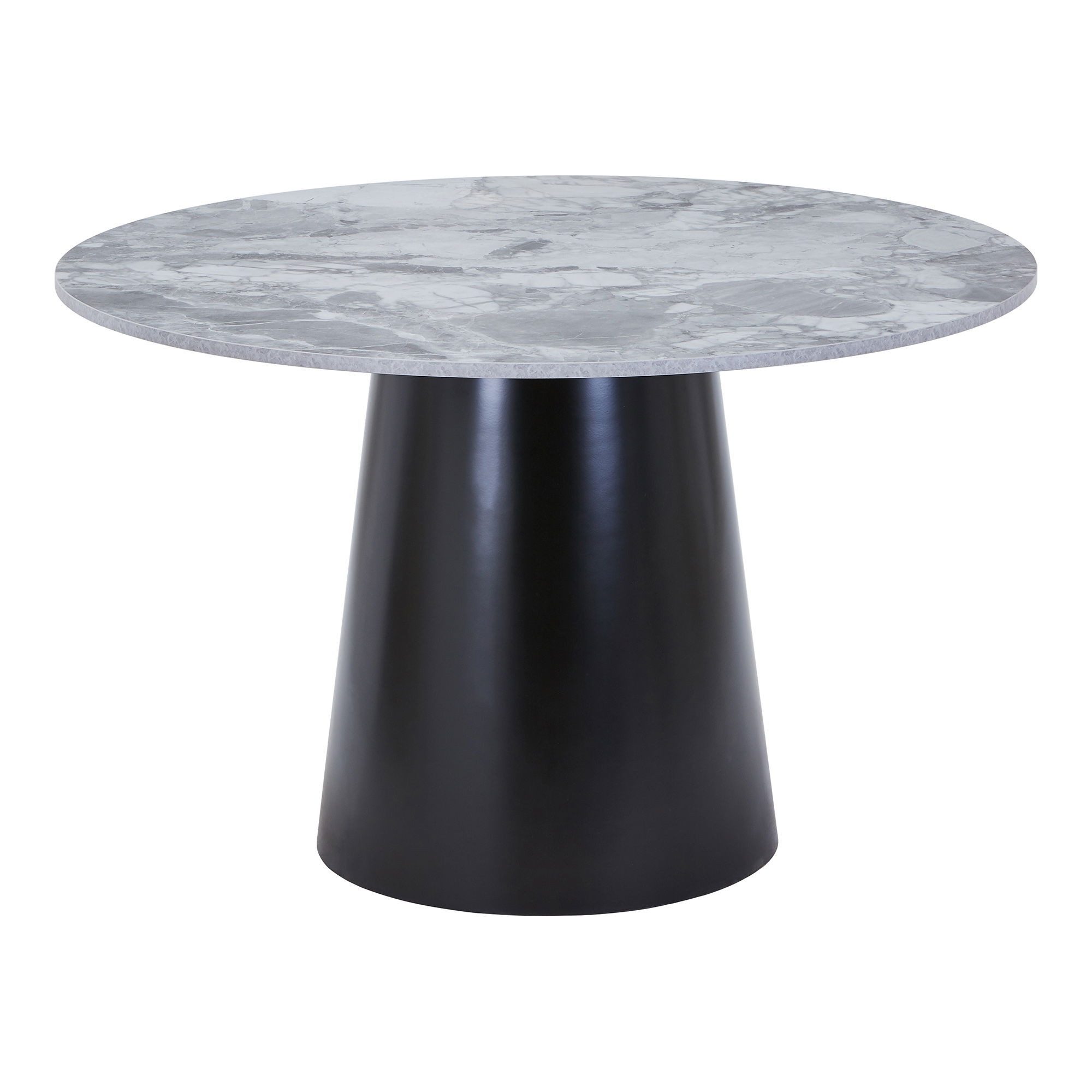 freiraum Säulen-Esstisch Brito, rund, in Grau / Schwarz, Melamin, MDF, Stahl - 75x120cm (HxD)