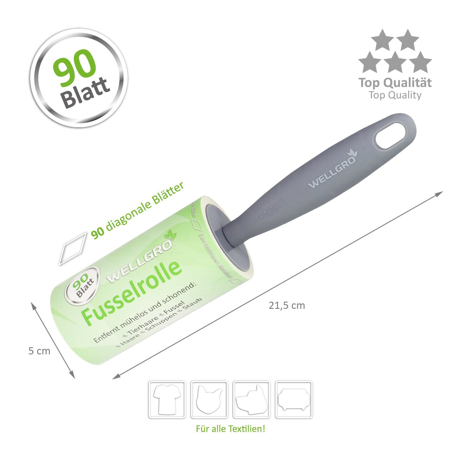 Fusselrollen 5er-Set – Mit Griff & Ersatzblättern Gegen Tierhaare, Staub & Krümel