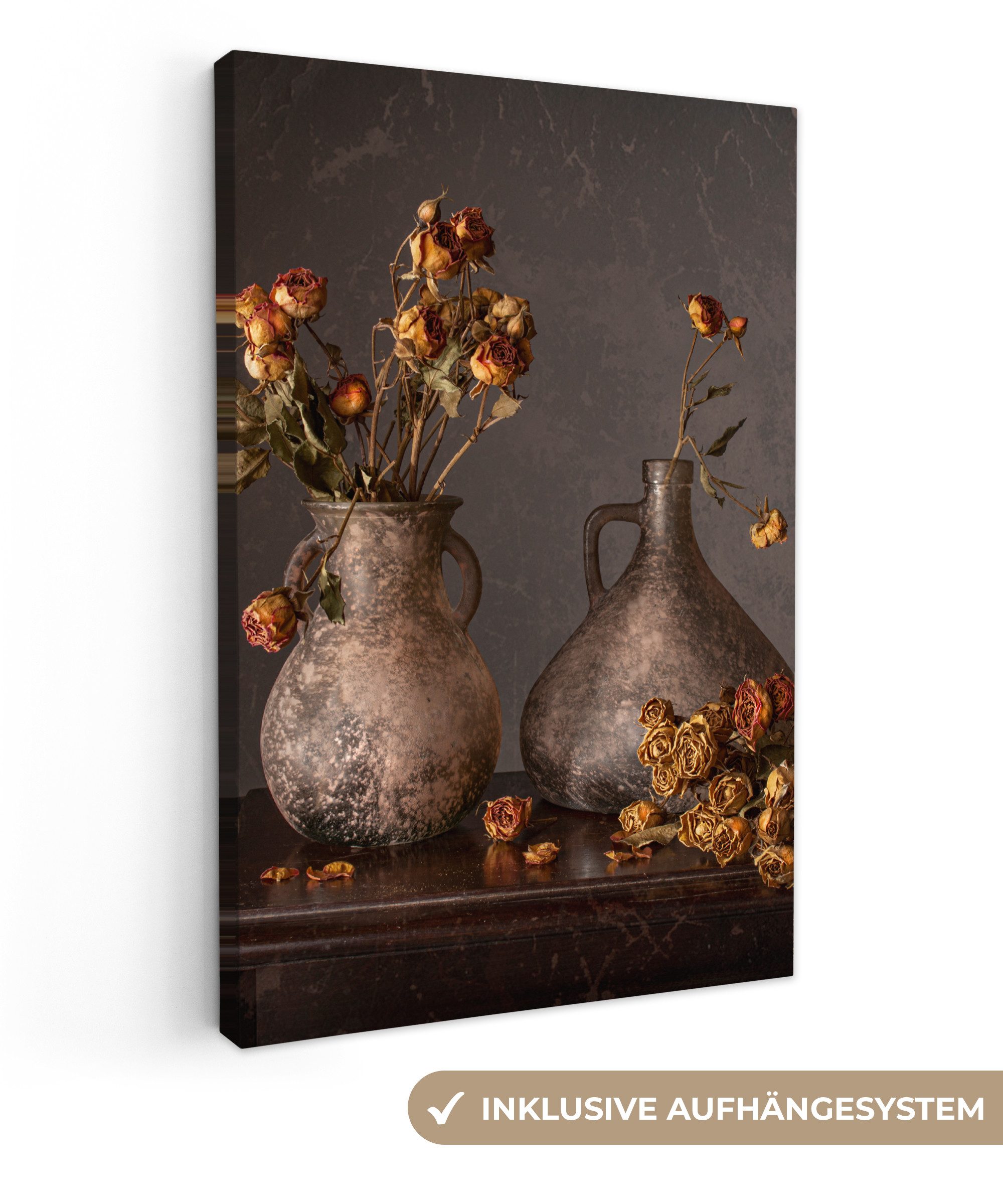 OneMillionCanvasses® Leinwandbild Stilleben - Blumen - Vase - Dunkel, Fotod günstig online kaufen