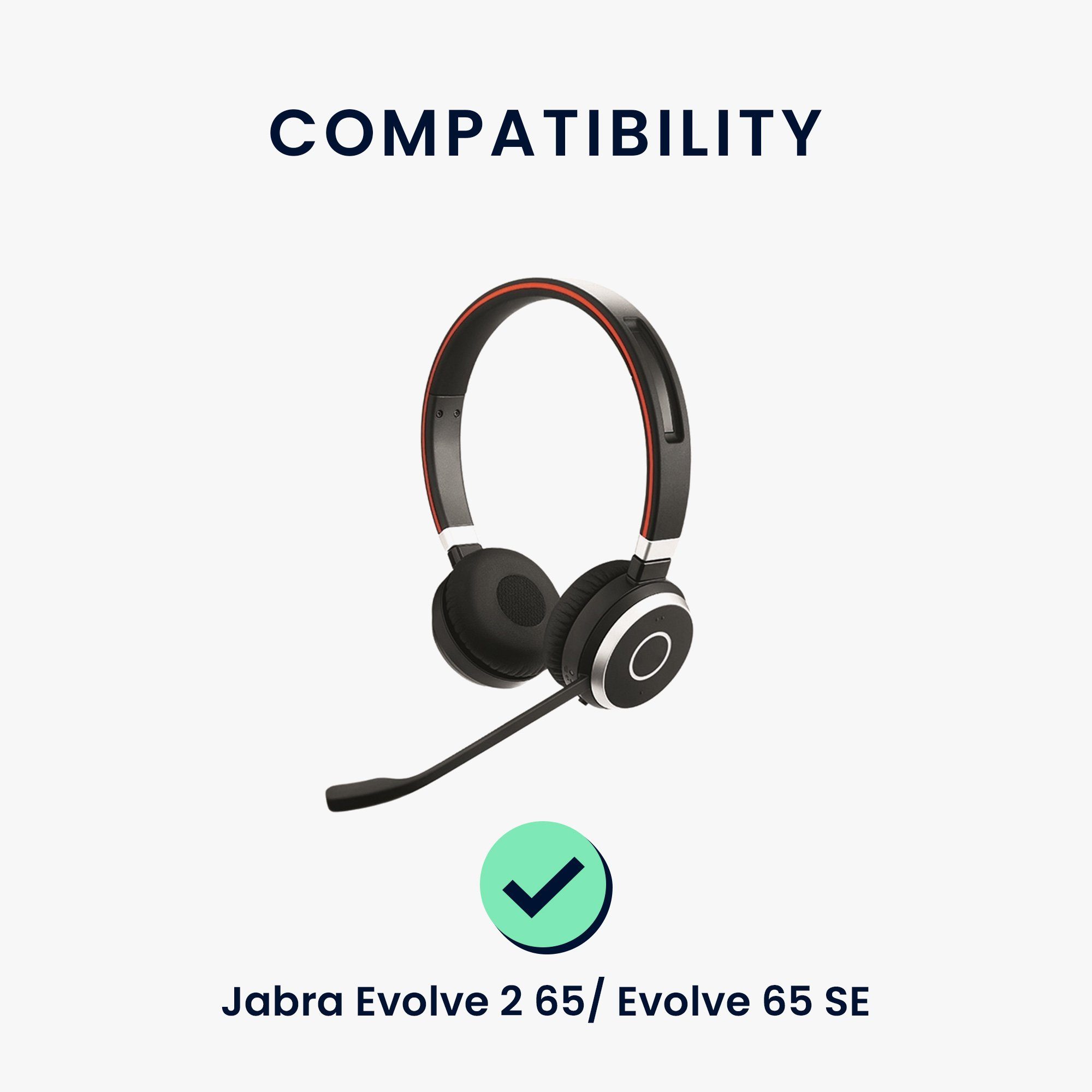 kwmobile 2x Ohr Polster für Jabra Evolve 2 65 / Evolve 65 SE Ohrpolster (Ohrpolster Kopfhörer - Kunstleder Polster für Over Ear Headphones) – Bild 2 von 5