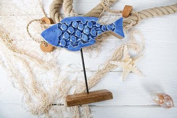 Logbuch-Verlag Dekofigur Fisch Figur blau aus Holz 25 cm (1 St)