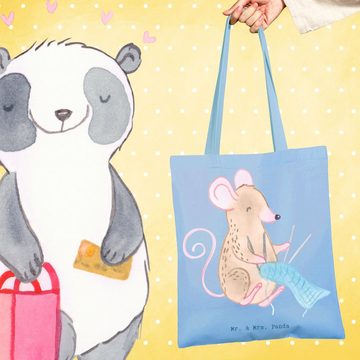 Mr. & Mrs. Panda Tragetasche Maus Stricken - Sky Blue - Geschenk, Sportler, Beuteltasche, Dankesch (1-tlg), Design-Highlight