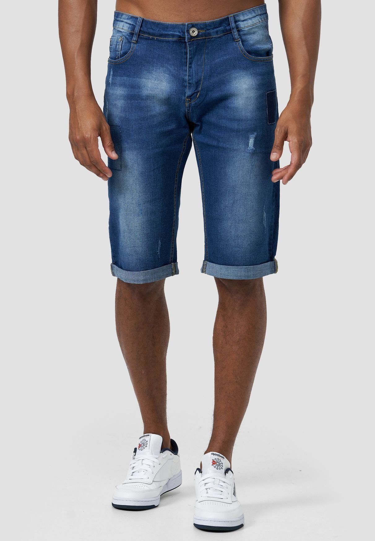 Herren Kurze Hosen FORBEST Jeansshorts 3644 (normal, 1-tlg., Reißverschluss) Herren Capri Jeans Shorts Sommer Kurze Destroyed Ho