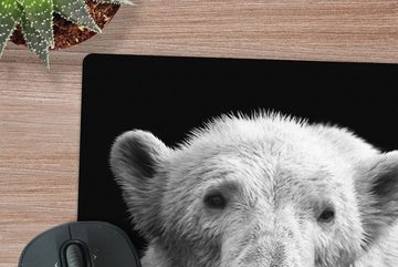 MuchoWow Gaming Mauspad Eisbär - Tier - Schwarz (1-St), Mousepad mit Rutschfester Unterseite, Gaming, 40x40 cm, XXL, Großes