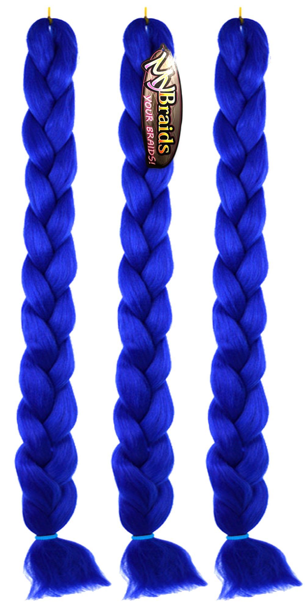 mit Länge 3er 29-AY Zöpfe Blau Premium Kunsthaar-Extension Flechthaar YOUR Pack im MyBraids 2m 1-farbig Braids BRAIDS!