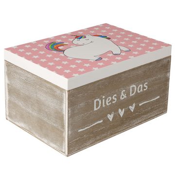 Mr. & Mrs. Panda Dekokiste Einhorn stolzierend - Rot Pastell - Geschenk, Erinnerungsbox, Holzkis (1 St)