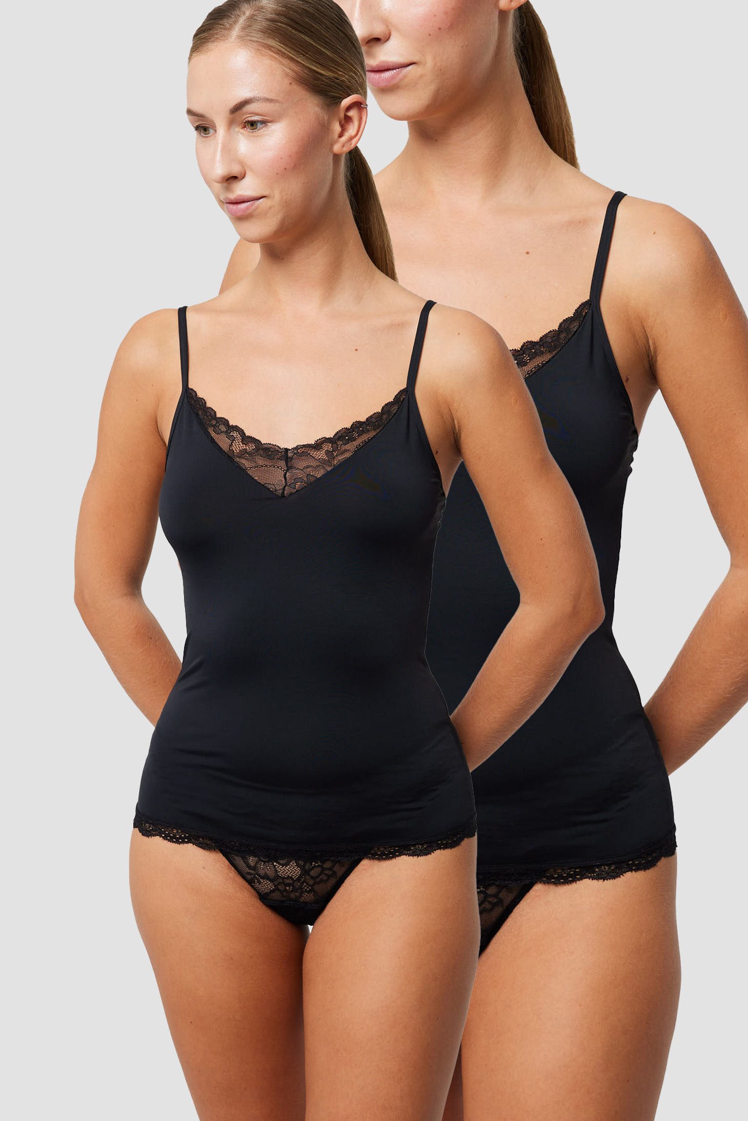 YSABEL MORA Spaghettitop (2er Pack) elastisch, Spitzeneinsatz, schmale Träg günstig online kaufen