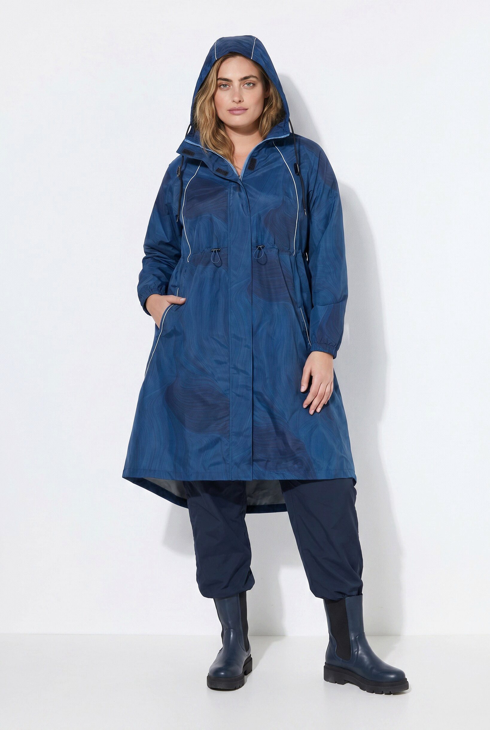 Ulla Popken Wintermantel Regenparka wasserdicht Kapuze 2-Wege-Zipper