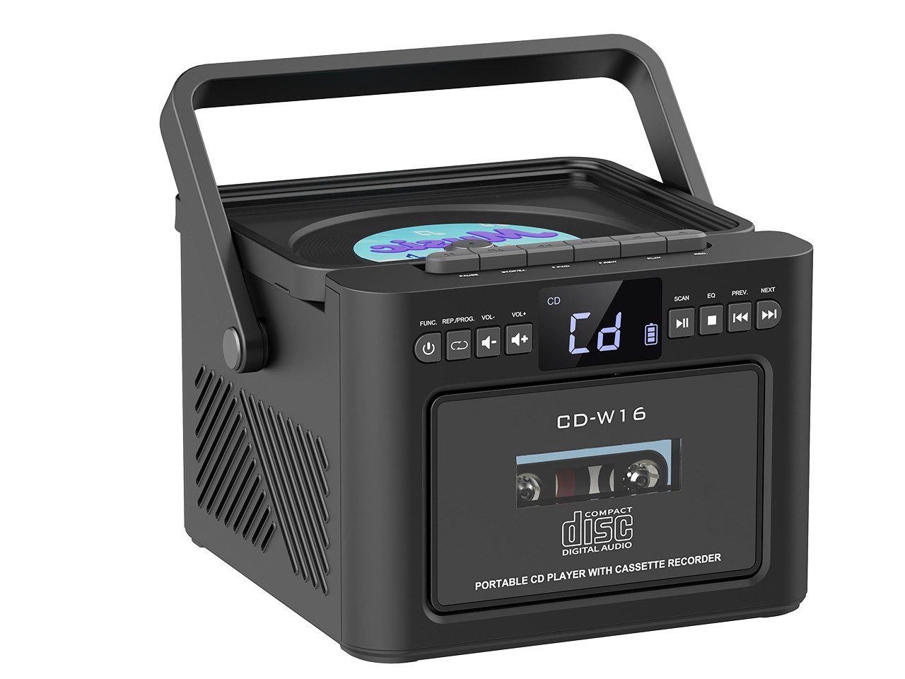 Greadio W16 Tragbarer CD-Player Kassettenrekorder mit Bluetooth 5.1 FM Radio CD-Player (Bluetooth)