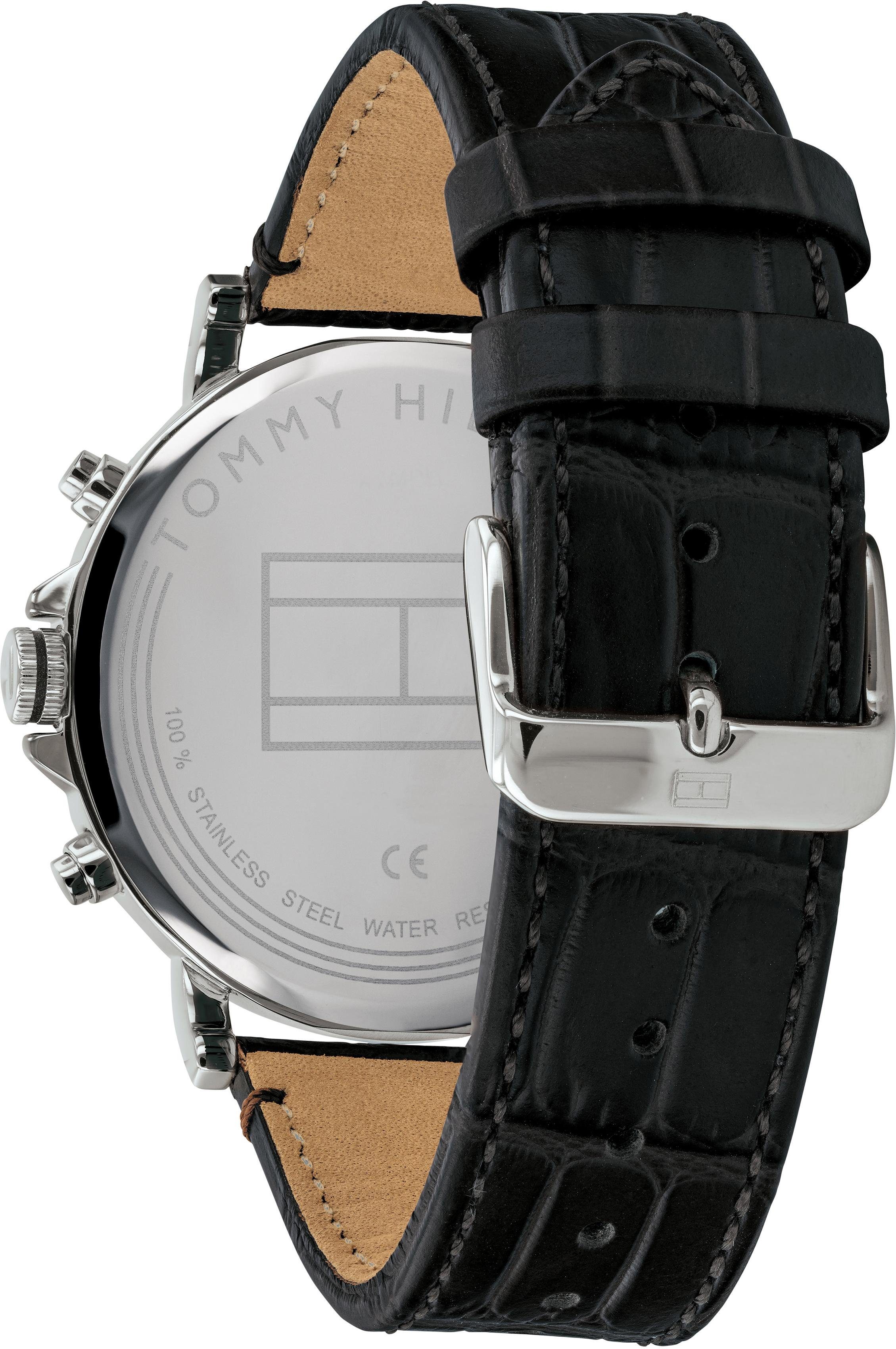 Tommy Hilfiger Multifunktionsuhr DANIEL 1710381, Quarzuhr, Armbanduhr, Herrenuhr, Datum, Lederarmband