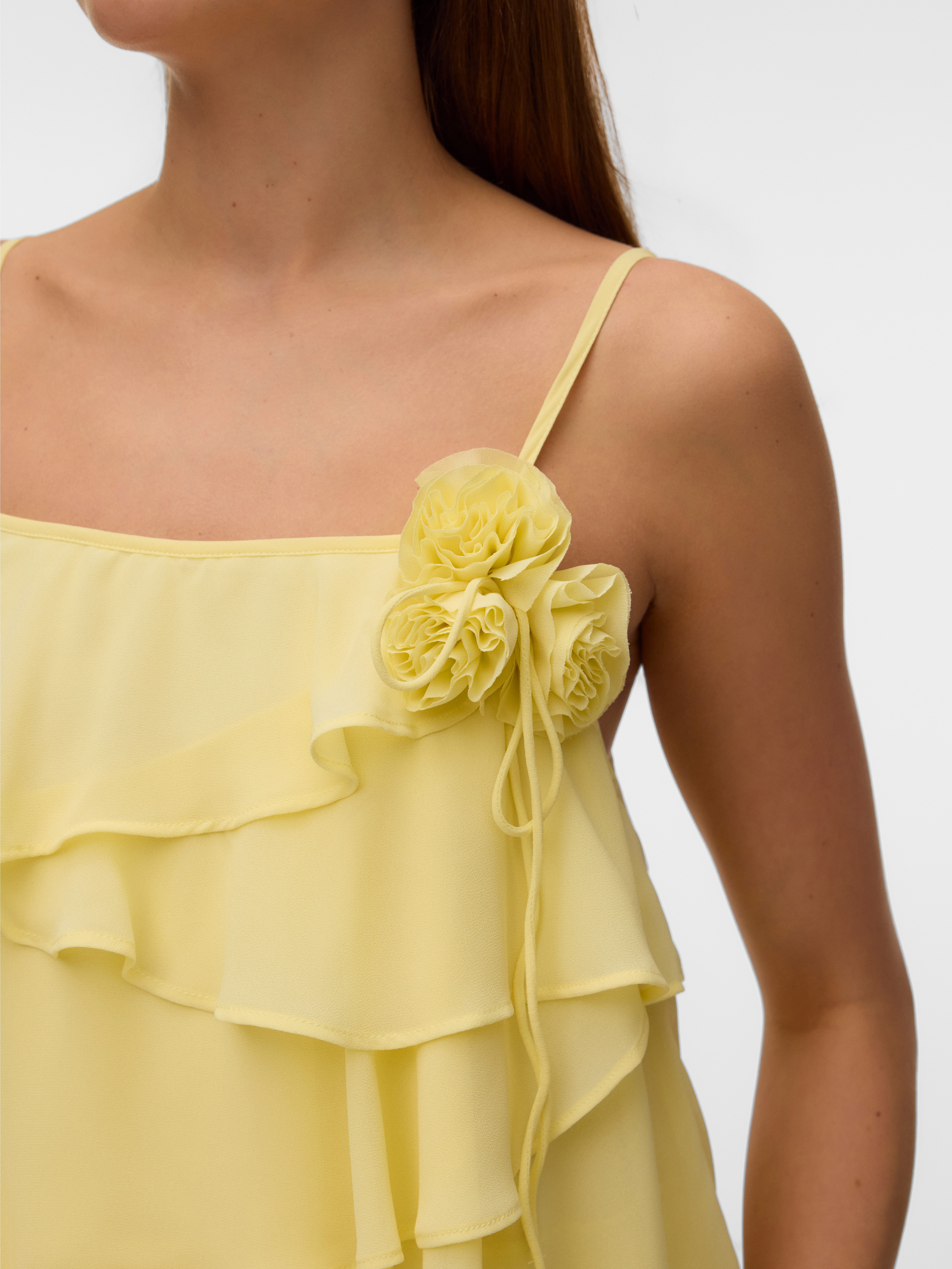 Vero Moda Trägerkleid VMADALYN SINGLET FLOUNCE DRESS EXP Kunstfaser, mit Volants