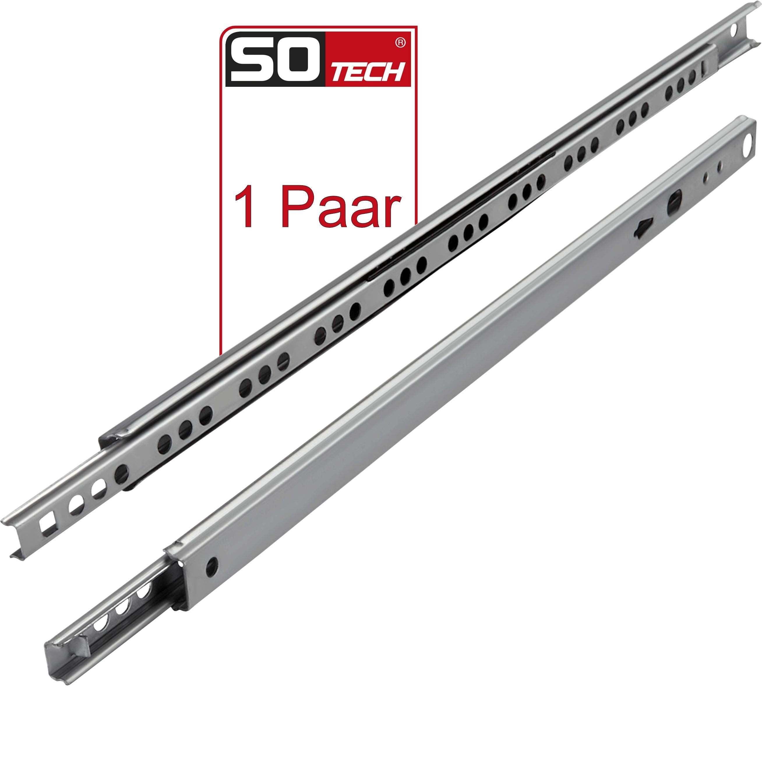 SO-TECH® Auszug Teilauszüge H: 17 mm / L: 310 mm Schubladenschienen (2 St), Teilauszug Rollenauszug Kugelführung