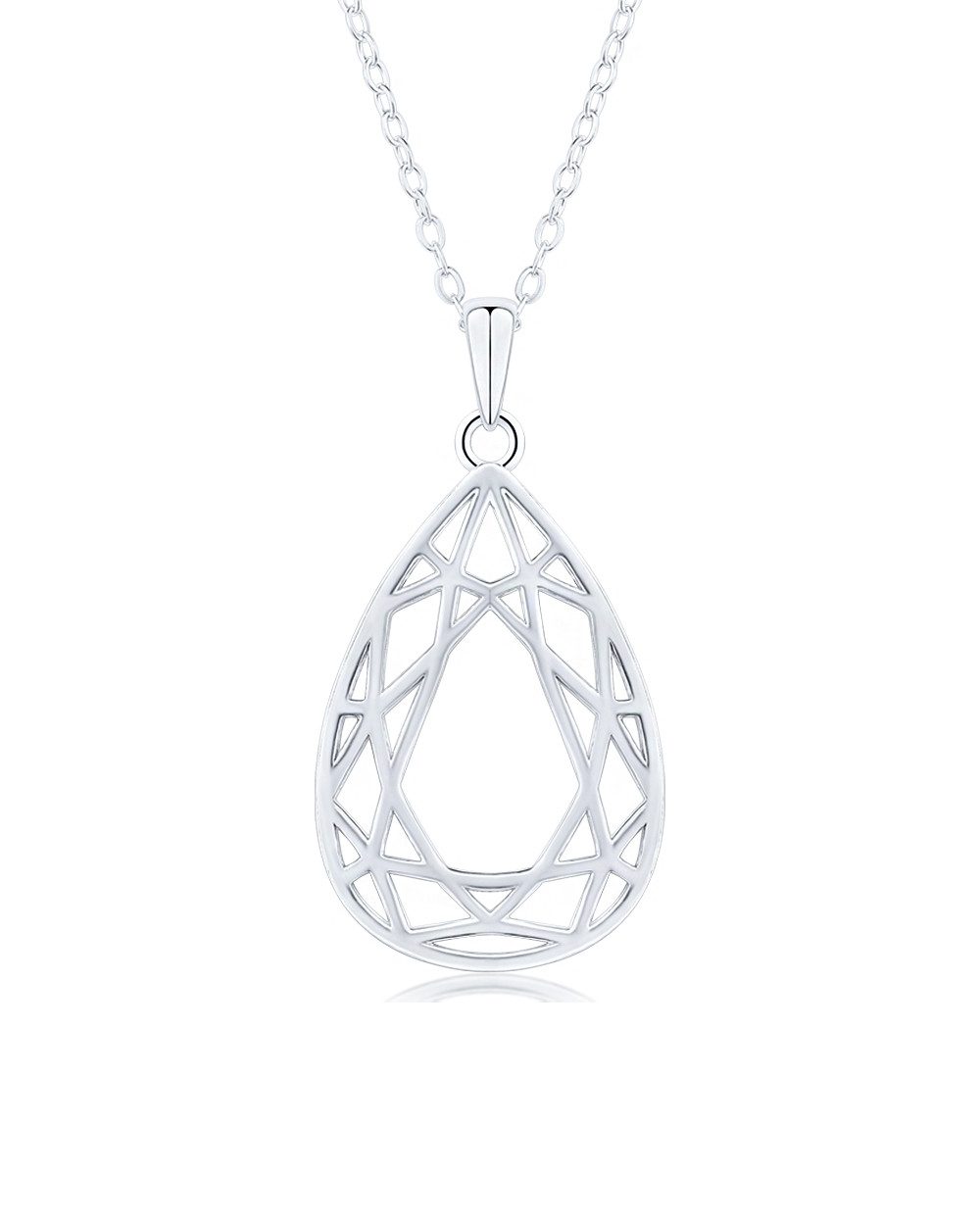 DANIEL CLIFFORD Kette mit Anhänger 'Vivian' Damen Halskette Silber 925 Mandala Tropfen Anhänger (inkl. Verpackung), Silberkette 45cm geometrische Form Anhänger anlaufgeschützt