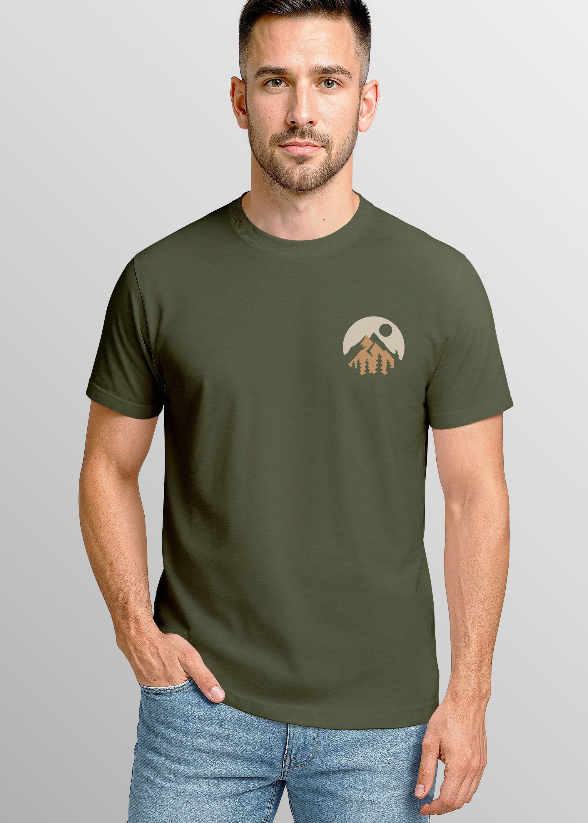 Neverless Print-Shirt Herren T-Shirt Logoprint Gebirge Naturmotiv Printshir günstig online kaufen