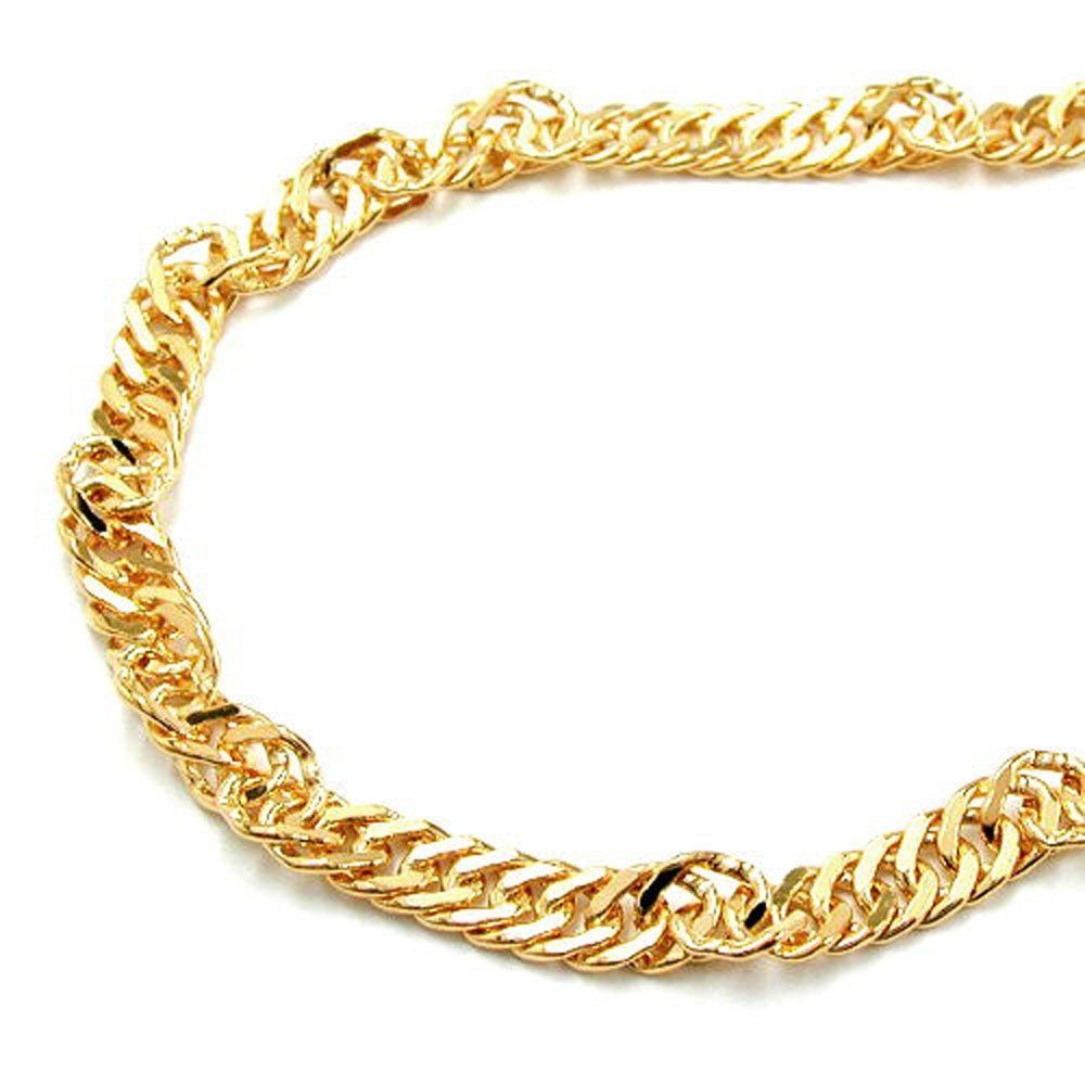 Kette diamantiert und vergoldet Modeschmuck cm Collier Halskette 50 Kette Länge unbespielt Schmuckbox, für ohne inklusive Damen Anhänger Singapurkette Herren Damen