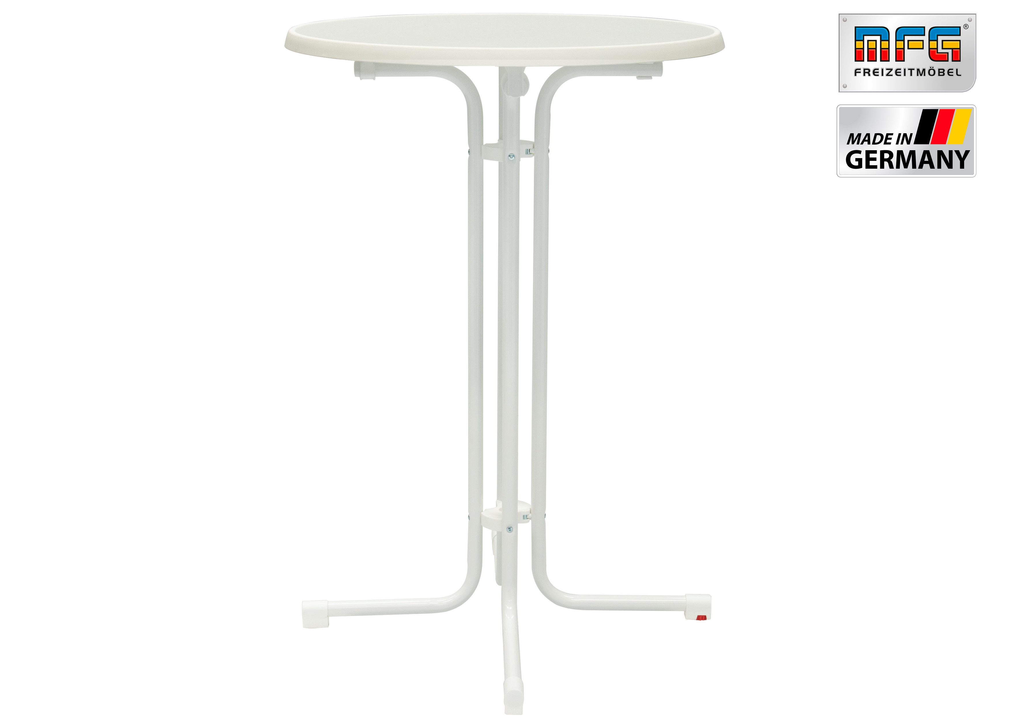 MFG Freizeitmöbel Stehtisch MFG Stehtisch d=80 cm, klappbar, weiß/weiß, Gastro-geeignet