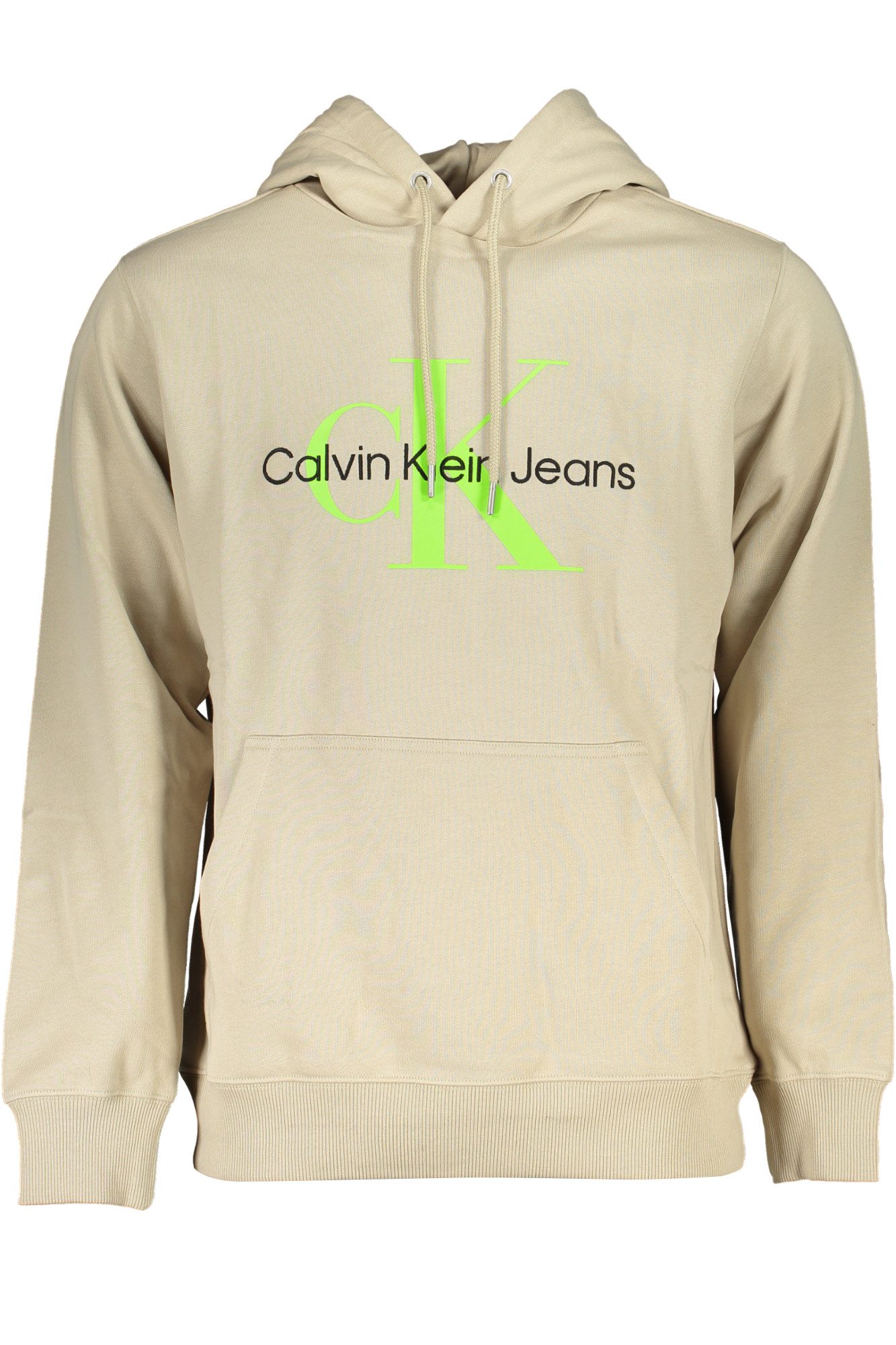 Calvin Klein Jeans Sweatshirt Herren Bio-Baumwoll-Sweatshirt Beige - Mit Kapuze &