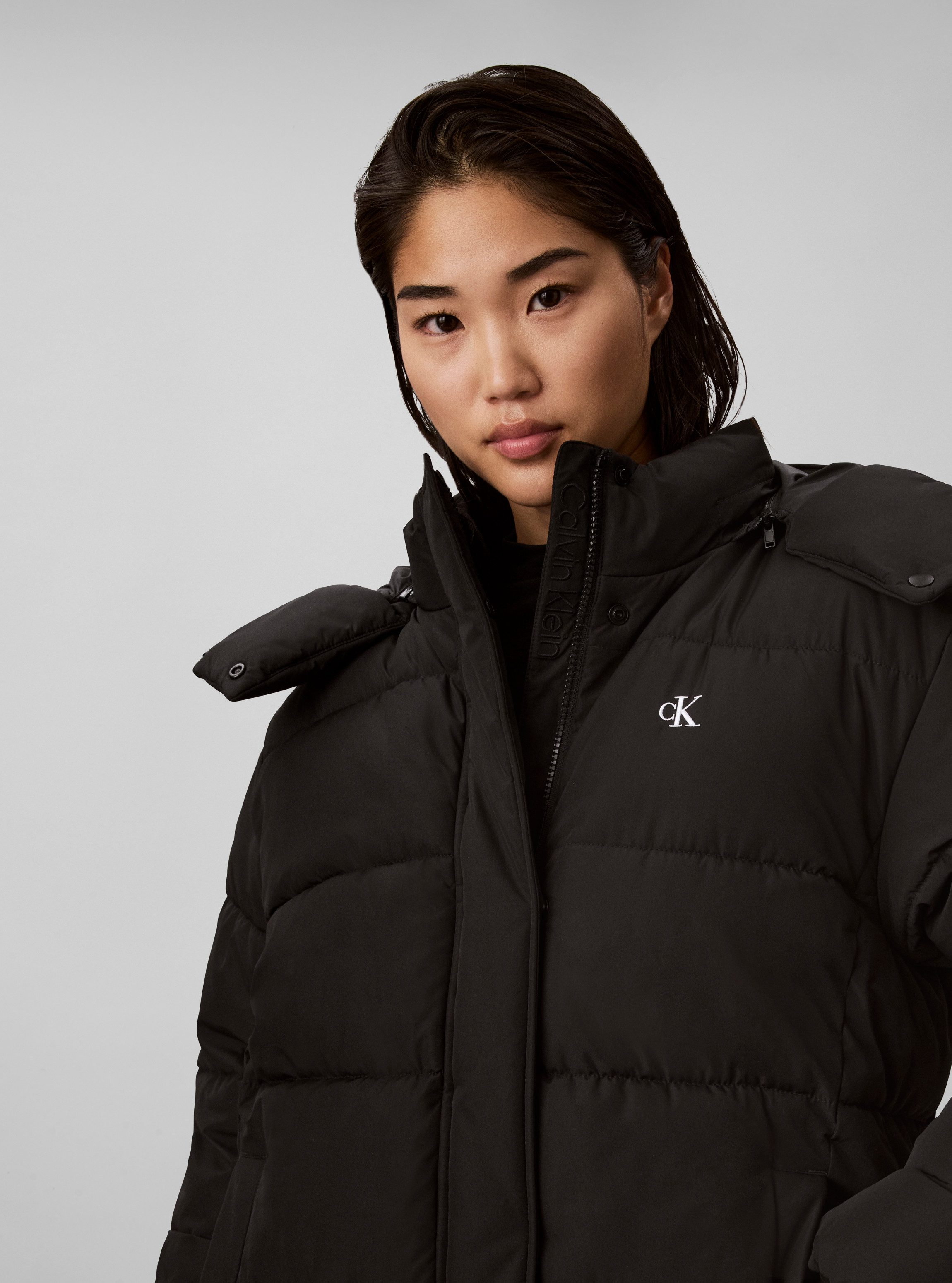 Calvin Klein Jeans Steppmantel MATTE LONG PUFFER Regular fit mit Kapuze
