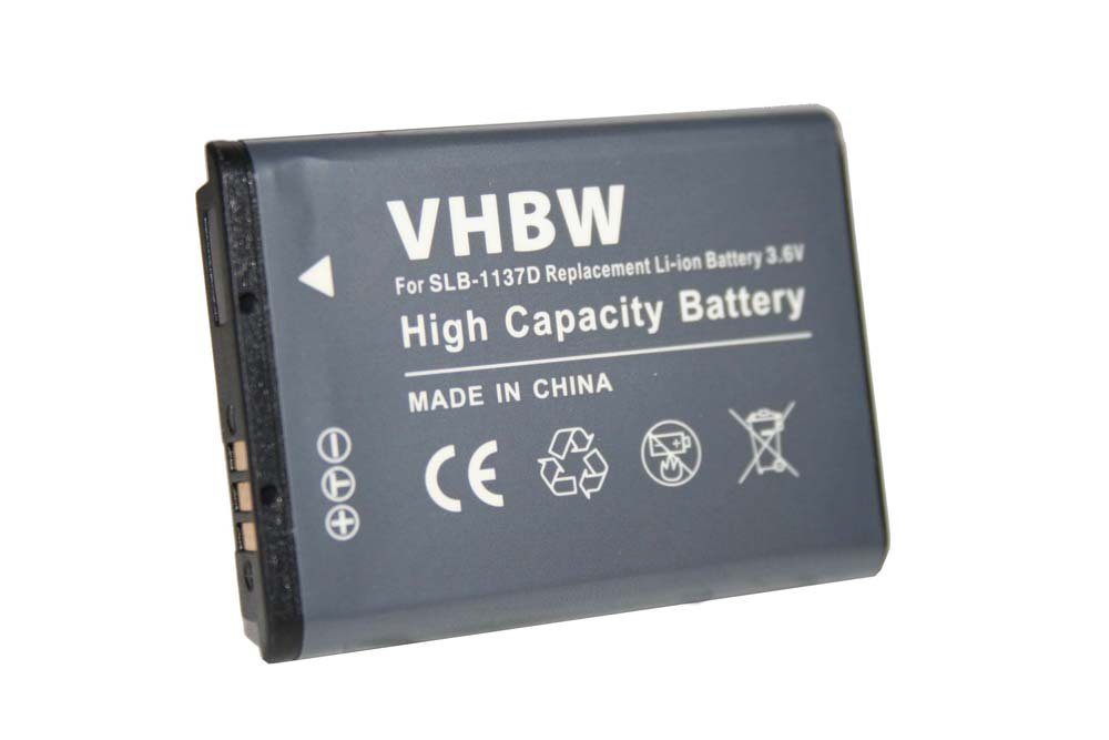 vhbw Ersatz für Samsung SLB-1137d für Kamera-Akku Li-Ion 750 mAh (3,6 V)