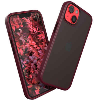 EAZY CASE Handyhülle Outdoor Case für Apple iPhone 14 / Apple iPhone 13 6,1 Zoll, Schutzhülle mit Kameraschutz Handyhülle Dünn Transparent Dunkel Rot