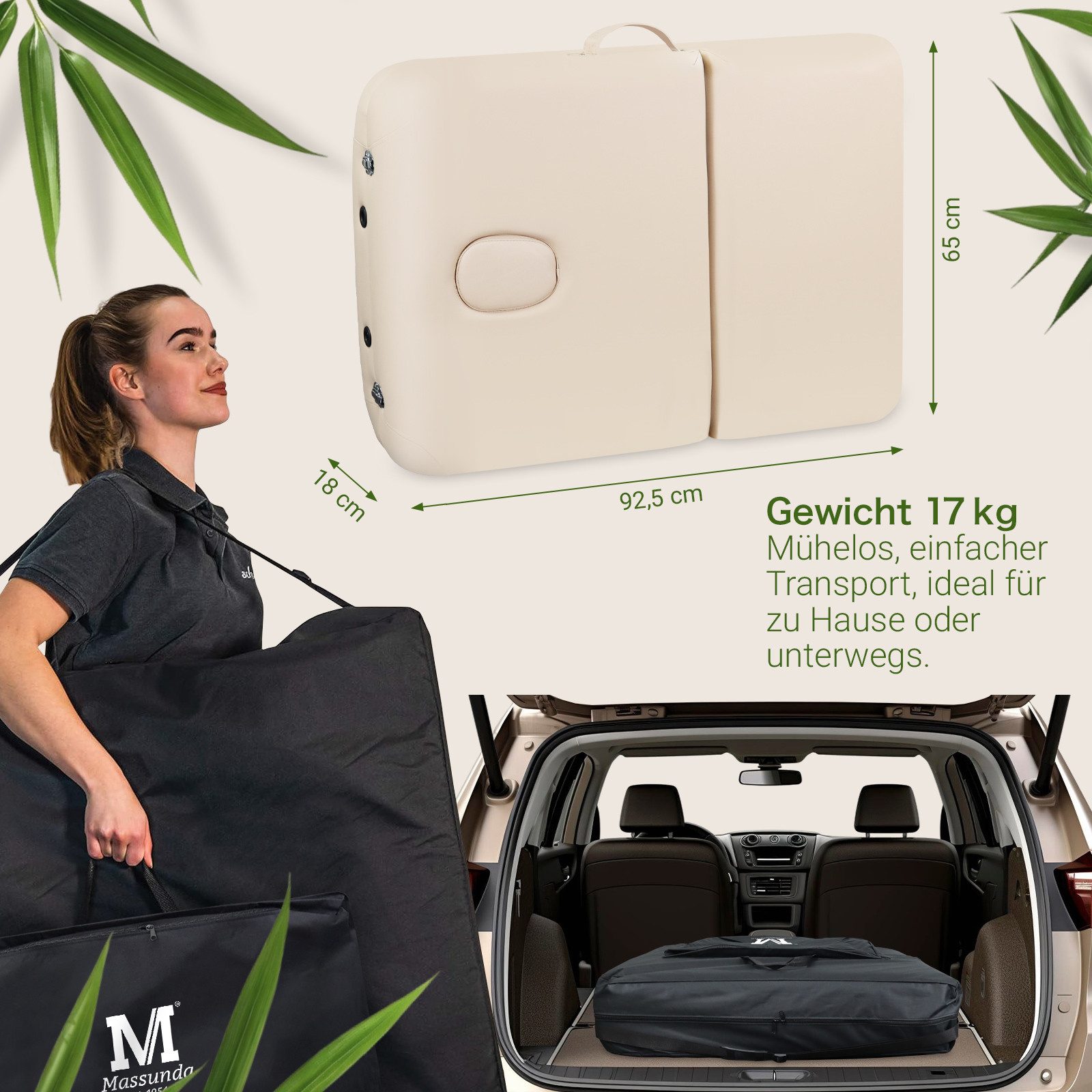 Massunda Massageliege Massunda All-Inclusive – Höhenverstellbar & Mobil mit Armauflage