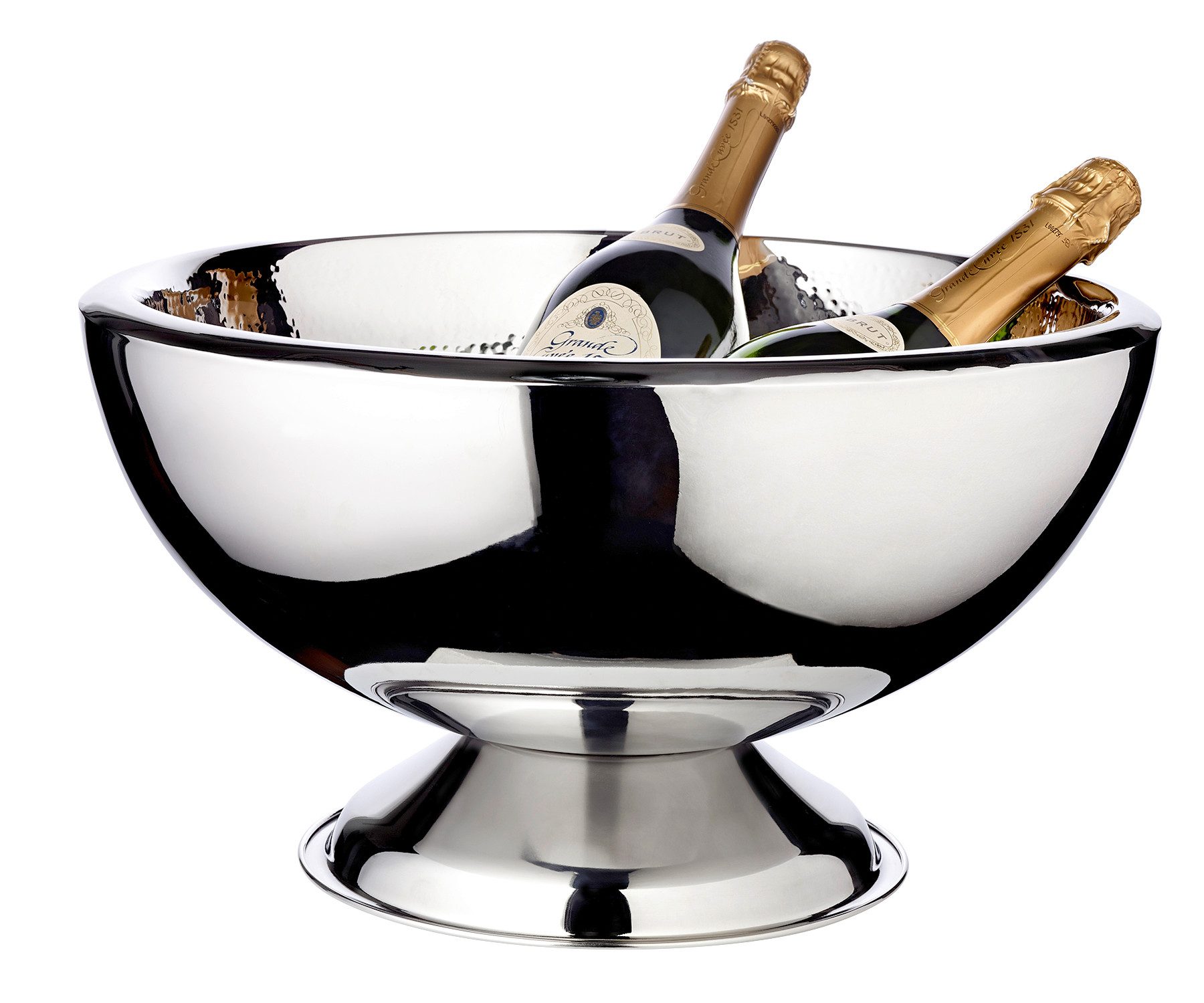 EDZARD Sektkühler Cadiz, Flaschenkühler, Silber-Optik, doppelwandig, fein gehämmert Ø 32cm