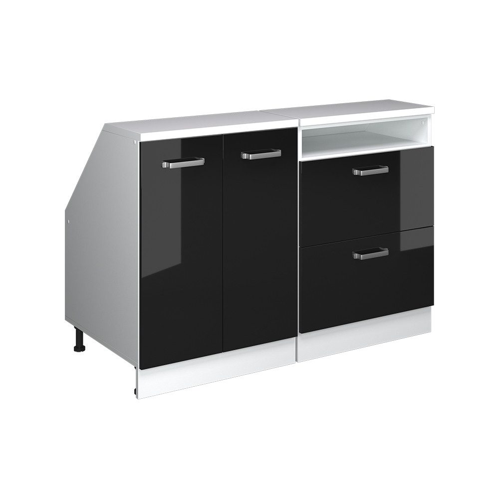 Vicco Unterschrank R-Line, Schwarz Hochglanz/Weiß, 120 cm 2er Set Schrankkorpuss 60 c... (2-St)