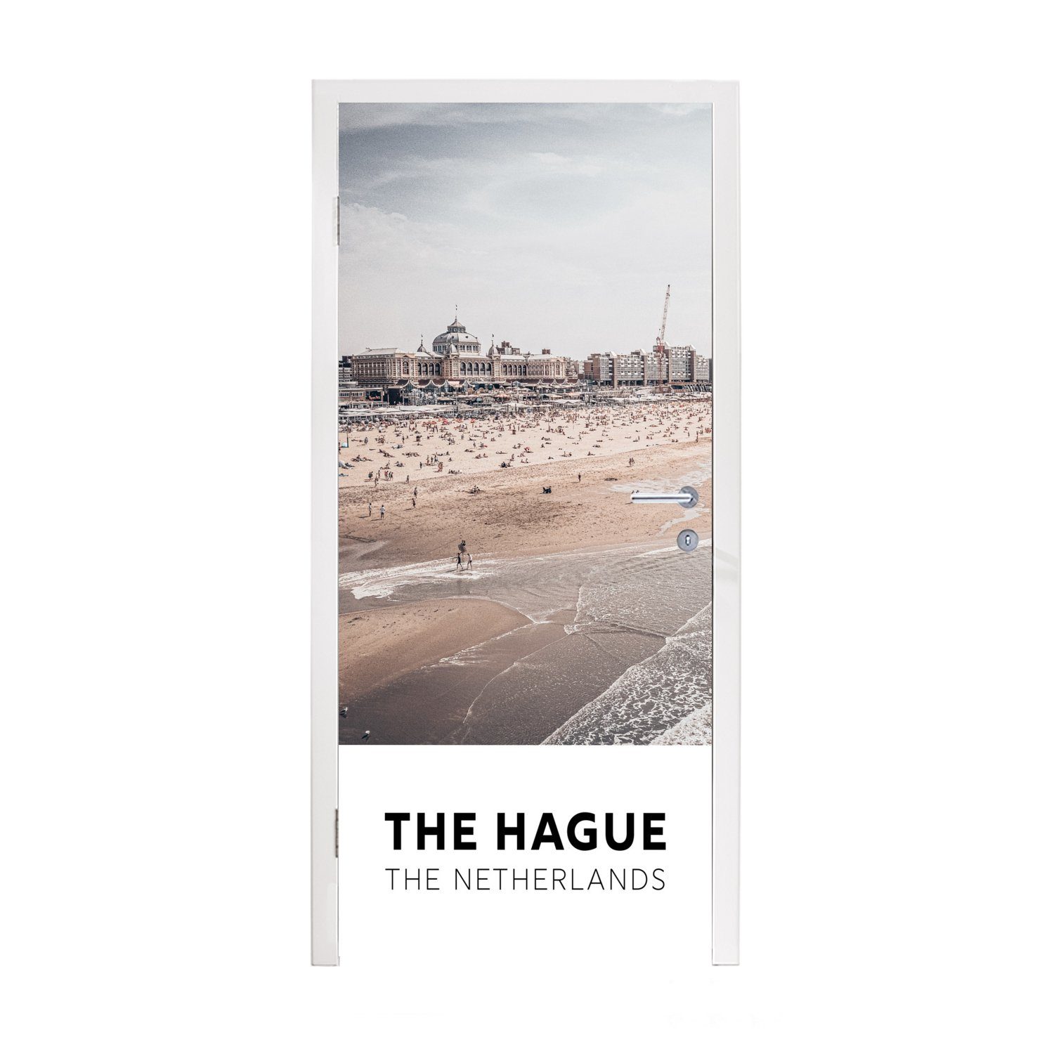 - St), Matt, Türaufkleber, (1 75x205 Türtapete bedruckt, Haag Den Fototapete Strand, Niederlande für Tür, - MuchoWow cm
