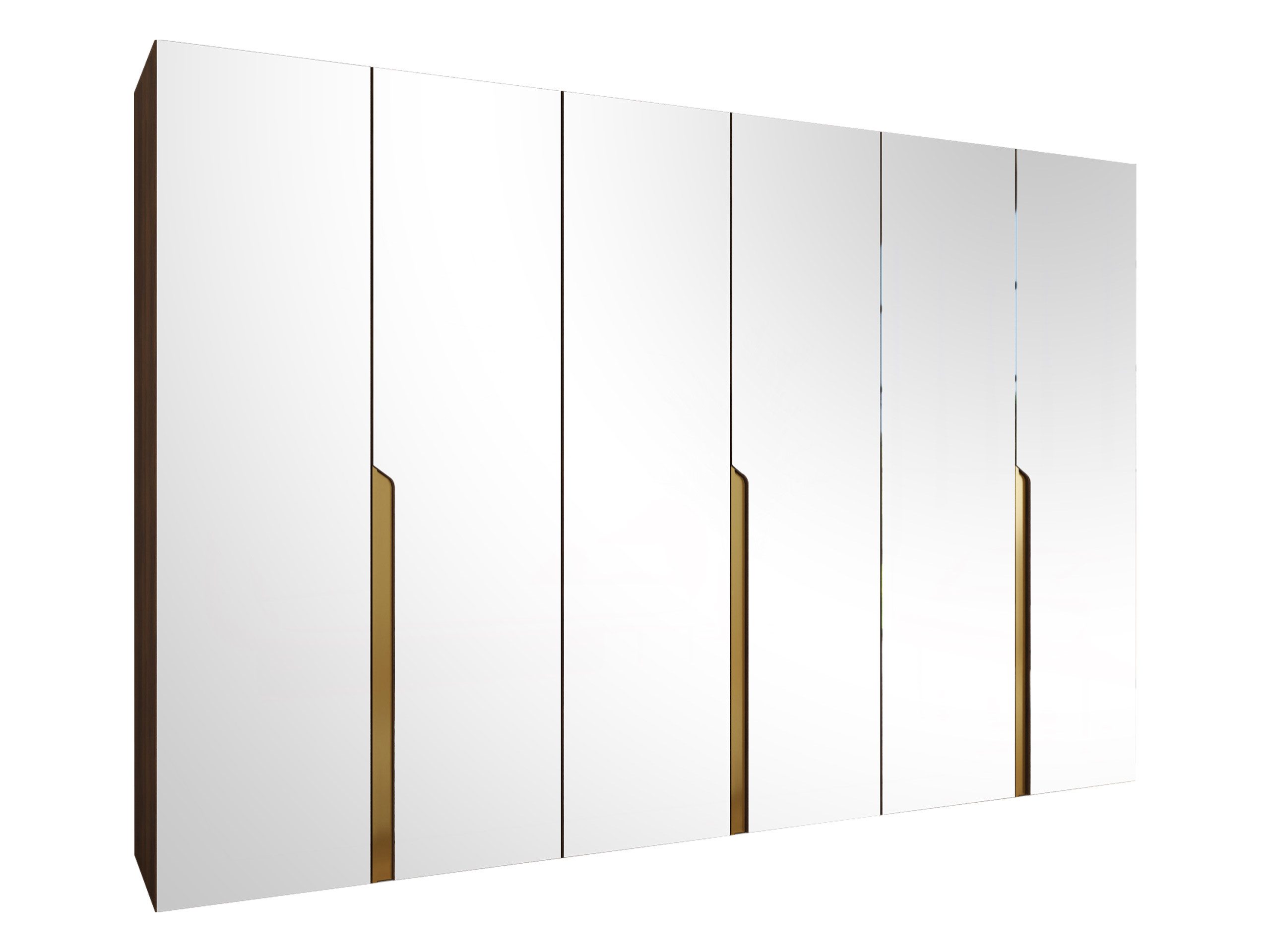 MIRJAN24 Kleiderschrank Mila III 300 (mit sechs Drehtüren) 300x52x202 cm, vier Kleiderstangen, Frontspiegel