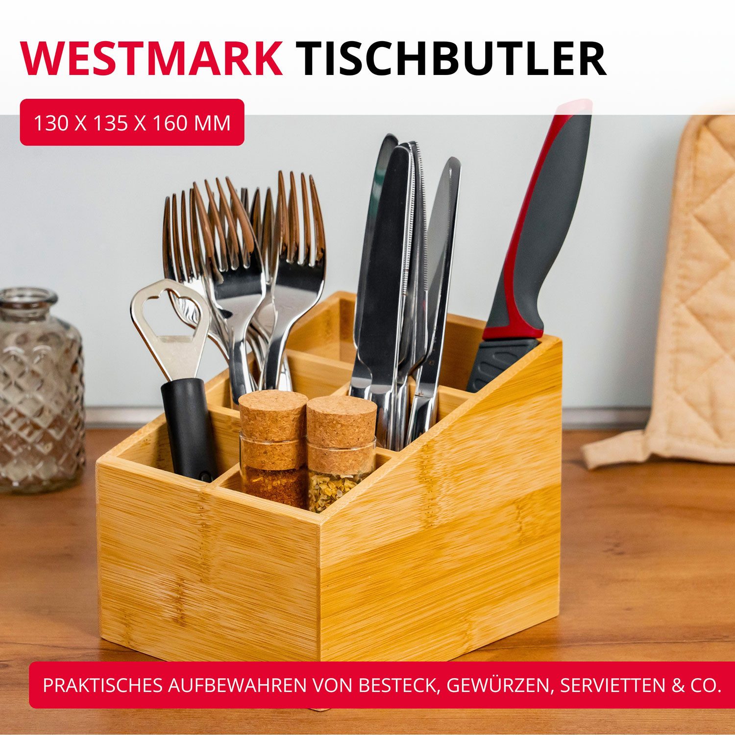 WESTMARK Besteckhalter Tischbutler »Tapas + Friends«, 5 Fächer, Bambus günstig online kaufen