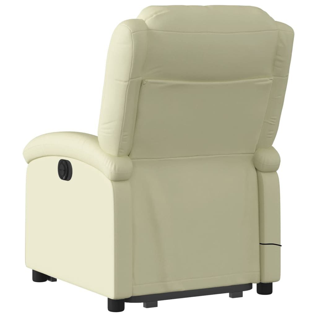 vidaXL Sessel Massagesessel mit Aufstehhilfe Elektrisch Creme Echtleder (1-St) – Bild 4 von 5