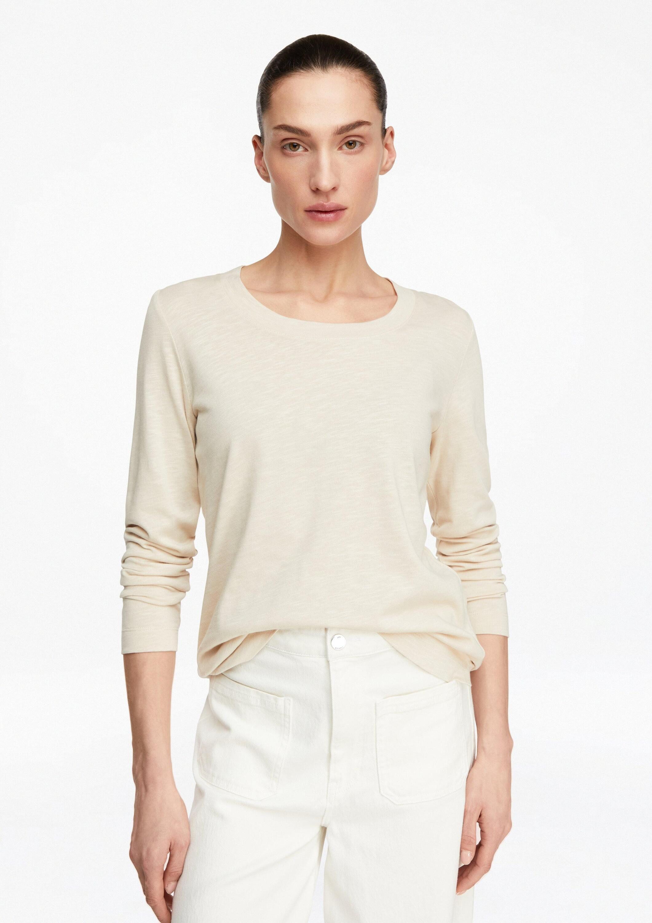 comma Langarmshirt T-Shirt Basic Longsleeve aus leicht strukturiertem Baumw günstig online kaufen