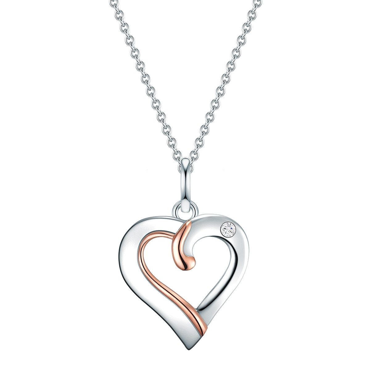 Lulu & Jane Collier Herz silber/roségold, mit Diamant günstig online kaufen