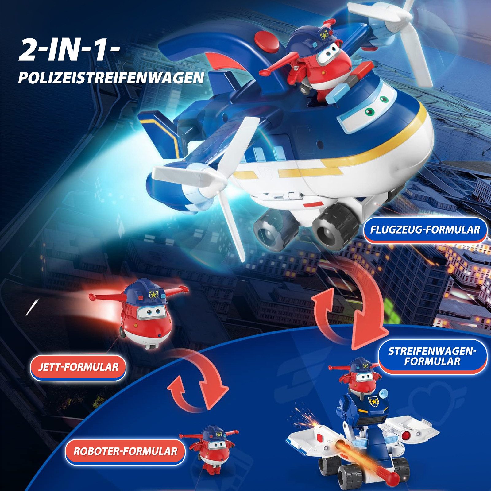 Super Wings Spielzeug-Flugzeug 2-in-1 Transformations-Polizeiflieger für günstig online kaufen