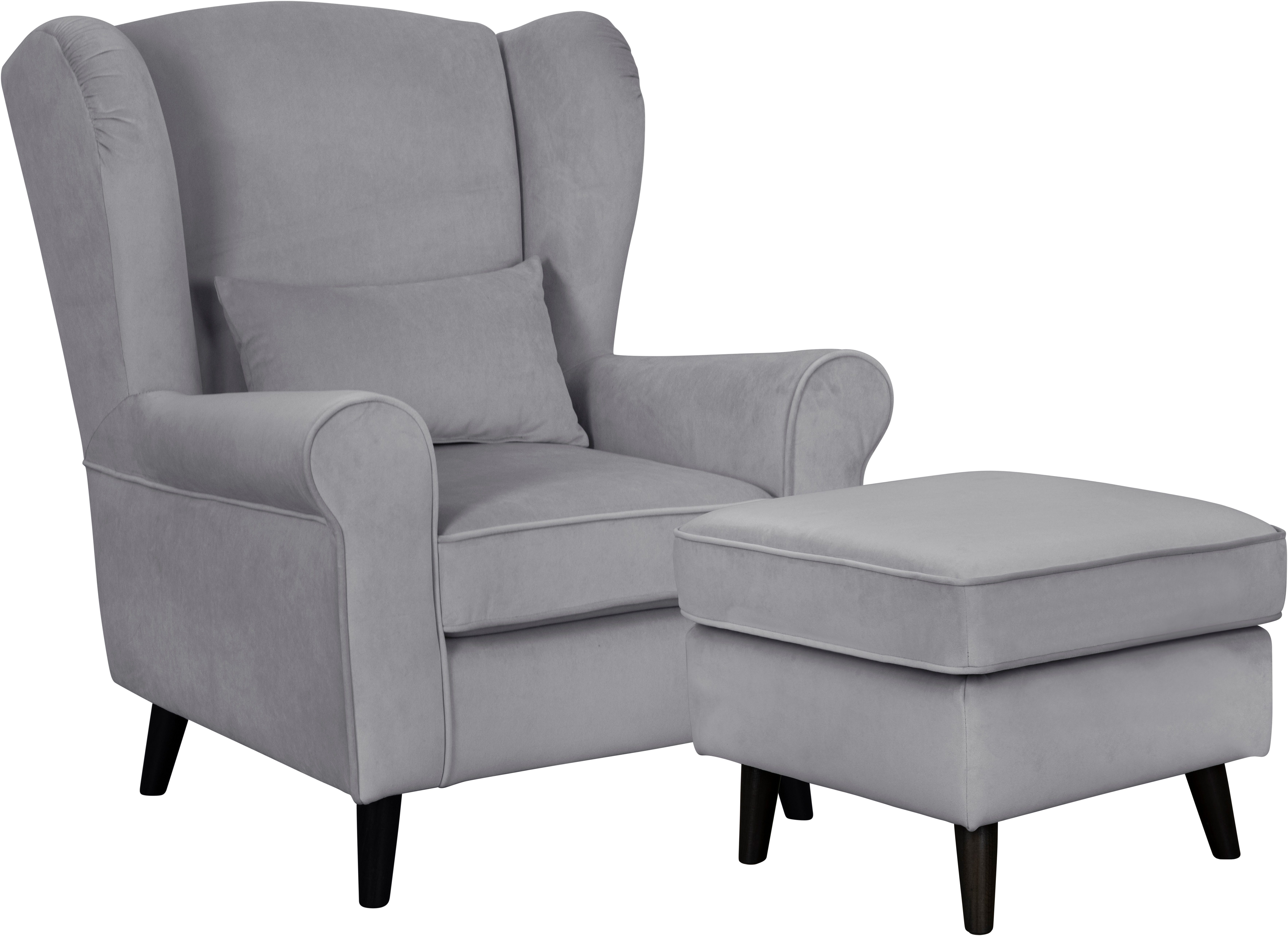 Home affaire Sessel Ohrensessel CHISTELLE, wahlweise mit Polsterhocker, mit Wellenunterfederung, Maße: B/T/H: 81/87/99 cm