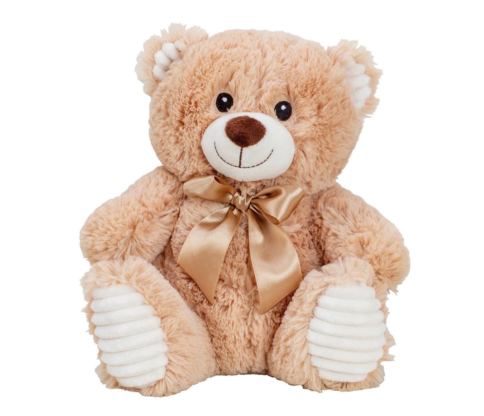 Geschenkestadl Kuscheltier Teddy Bär 27 cm Plüschtier kuschelweich mit Schleife hellbraun (1-St., Plüschbär), kuschelweich