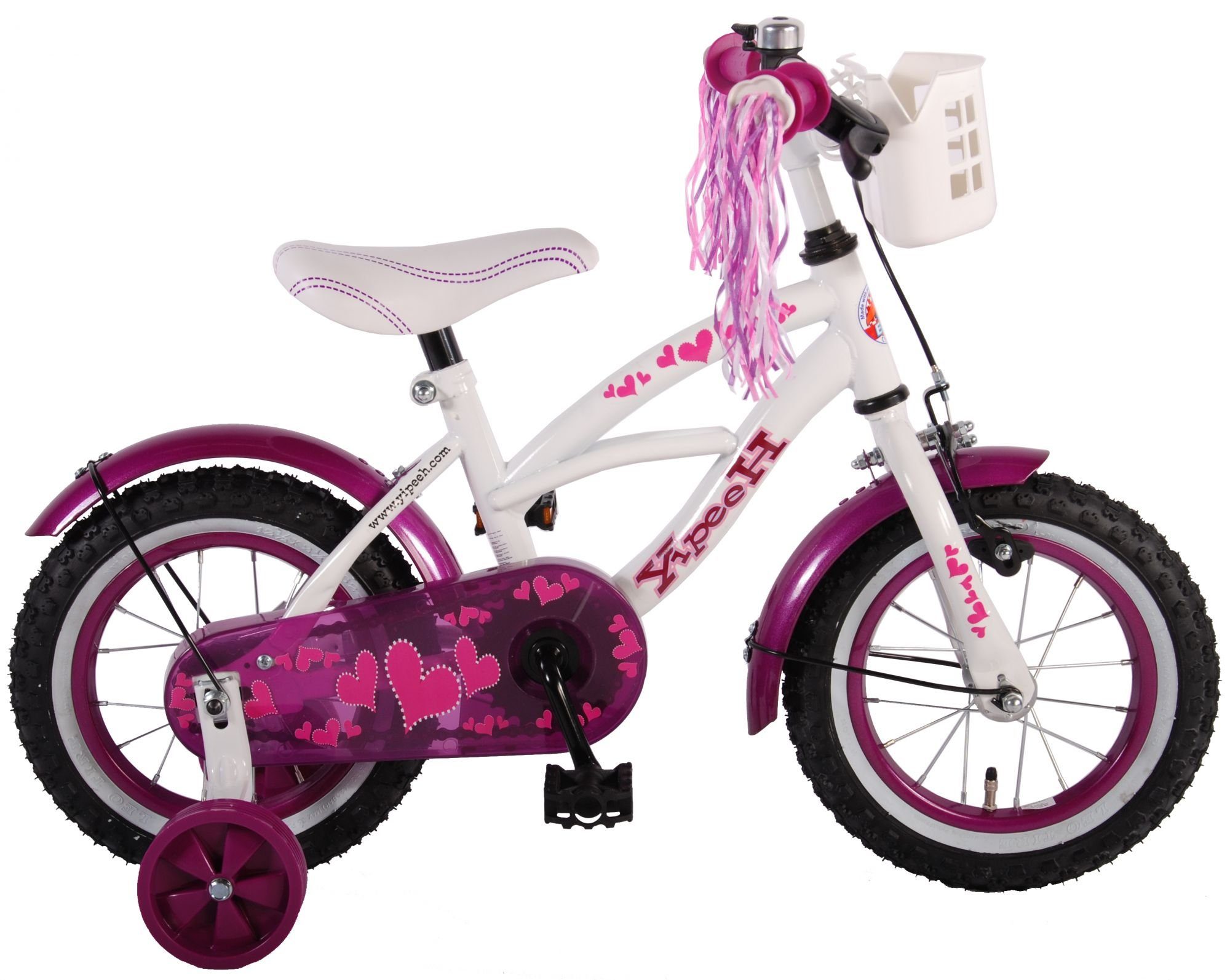 LeNoSa Kinderfahrrad 12 3+ Alter Cruiser Mädchen für Weiß/Lila Zoll Heart