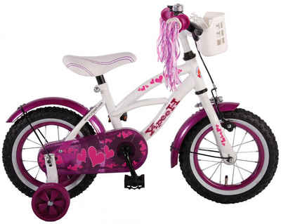 LeNoSa Kinderfahrrad Heart Cruiser für Mädchen 12 Zoll Weiß/Lila Alter 3+