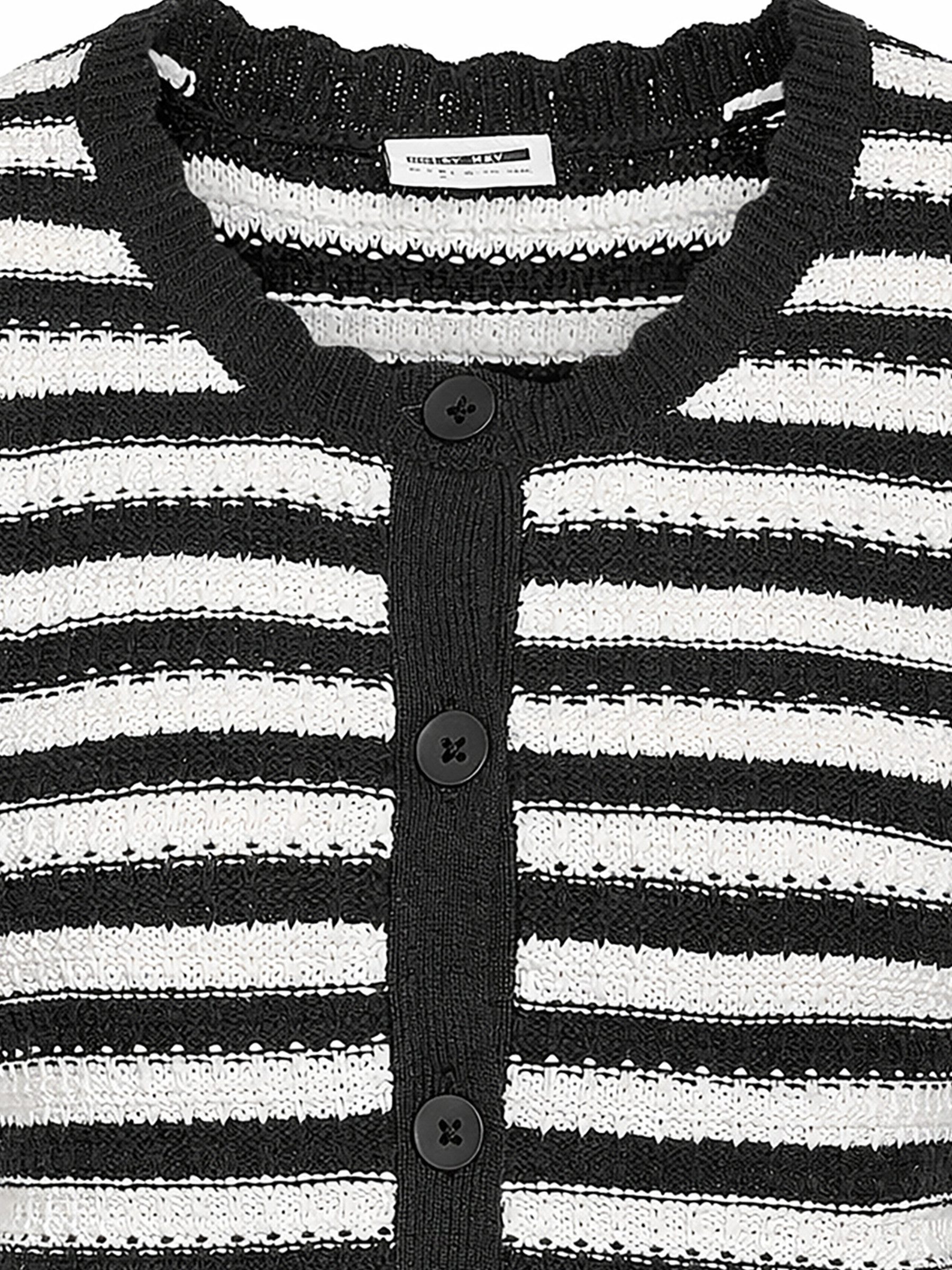 Noisy may Longweste Gestreiftes Design Knopfleiste klassischer Rundhals Stil (1-tlg) NMTRUE S/L O-NECK BUTTON VEST FWD DD