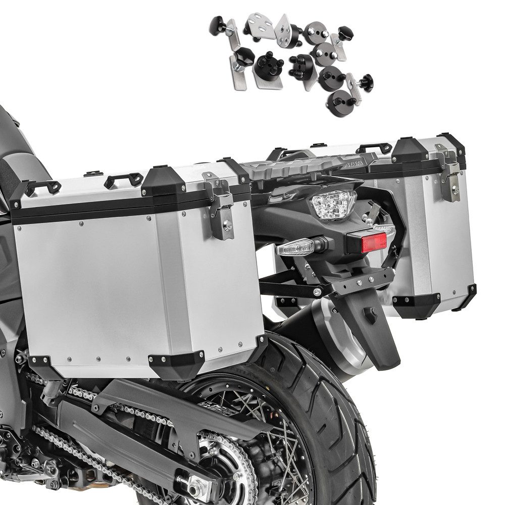 Bagtecs Kofferset Alukoffer Set für Moto Guzzi Stelvio / V85 TT Seitenkoffer GX45 silber