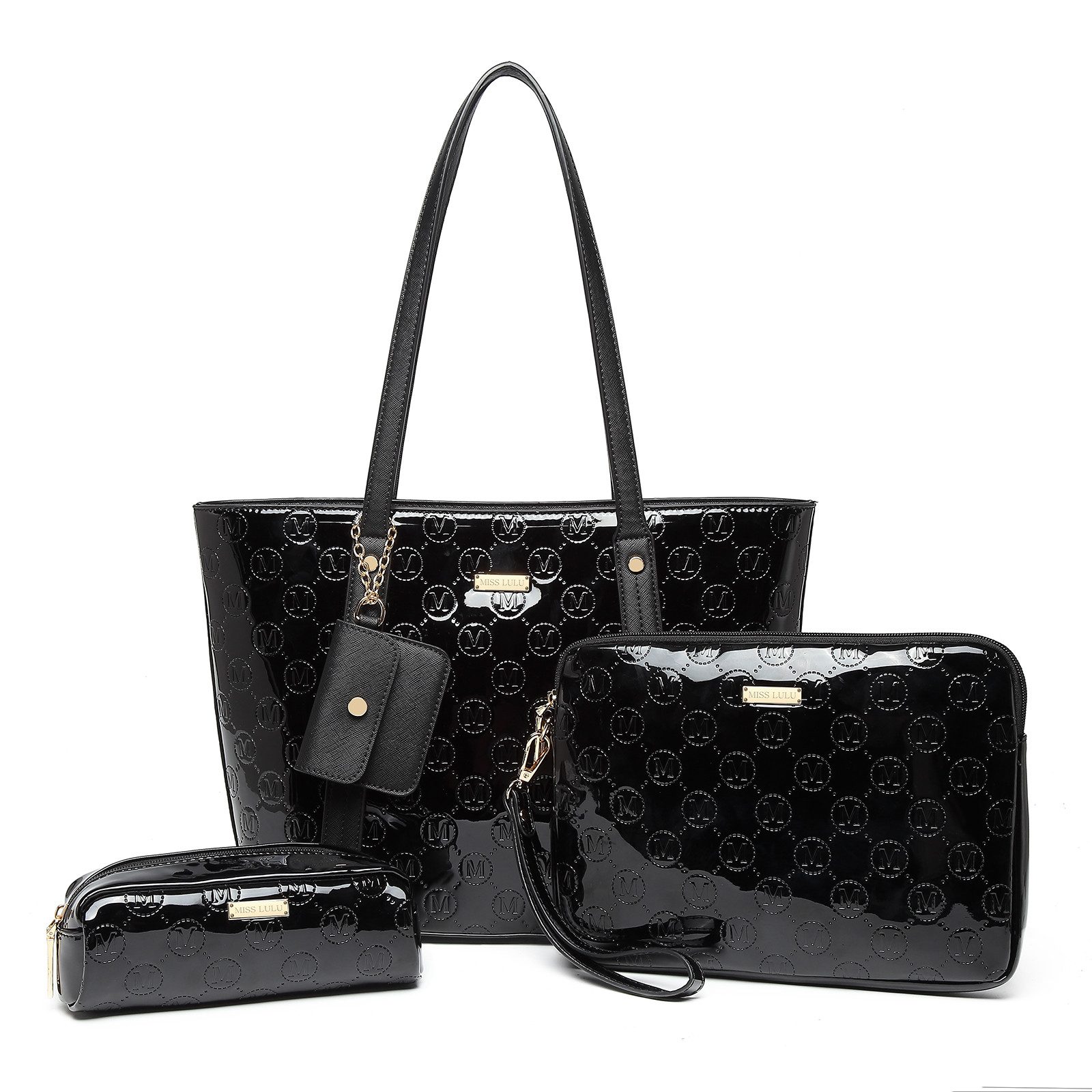 Shopper Damen Handtasche Set, mittelgroße Schultertasche 3-teiliges Set