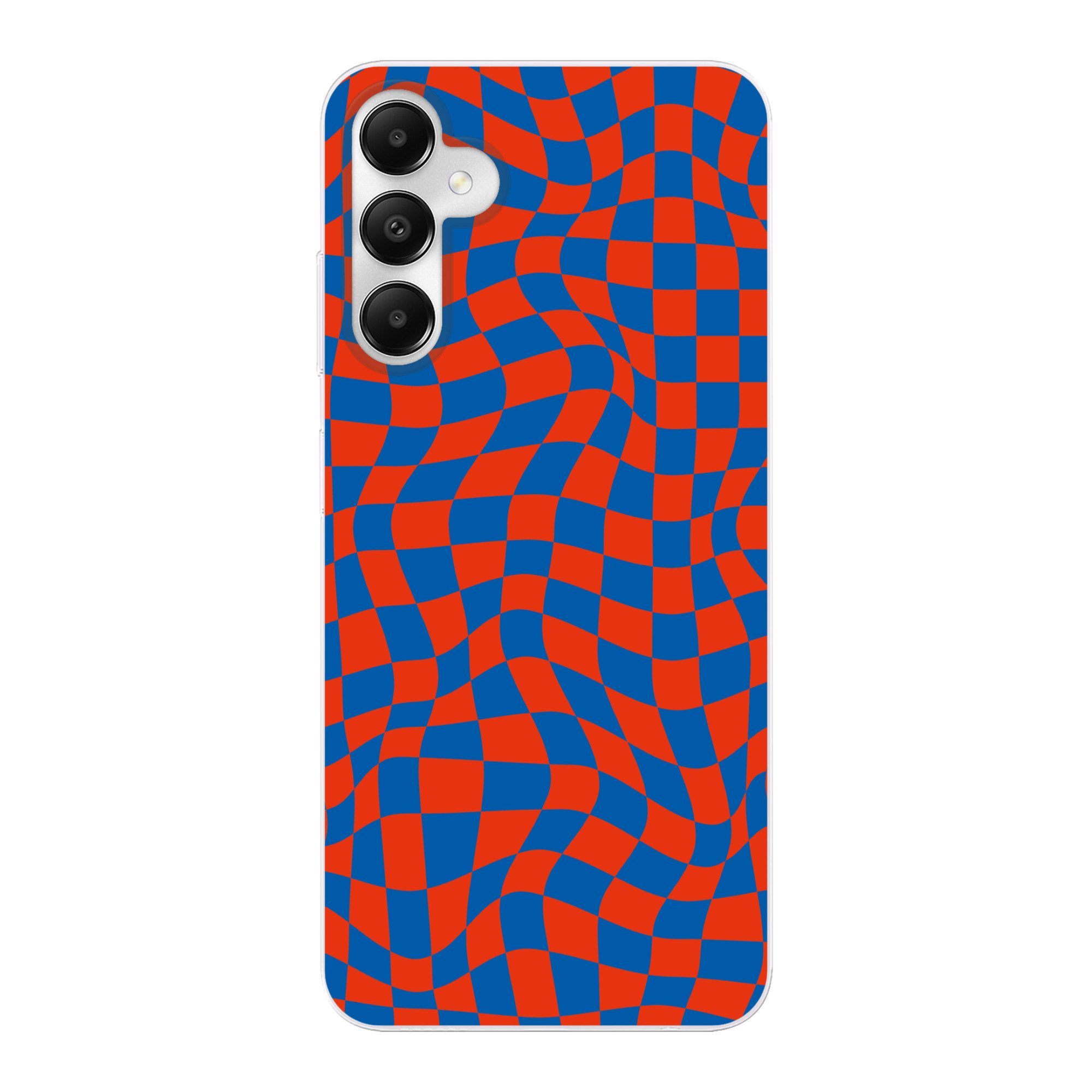 MuchoWow Handyhülle für Samsung Galaxy A05s Gewellte Boxen - Blau - Rot - Abstrakt, Smartphone-Bumper, Print, Handy Schutzhülle Dünn