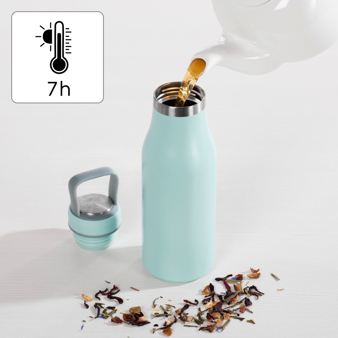 Xavax Isolierflasche Trinkflasche 500 ml (doppelwandige Isolierflasche heiß 9 h, kalt 7 h)