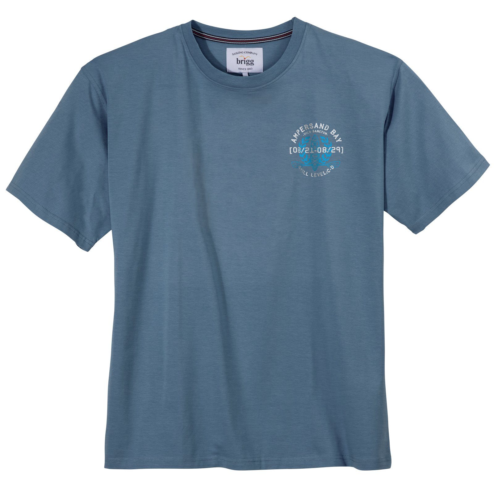 Brigg Rundhalsshirt Große Größen Herren T-Shirt blau melange maritim Brigg