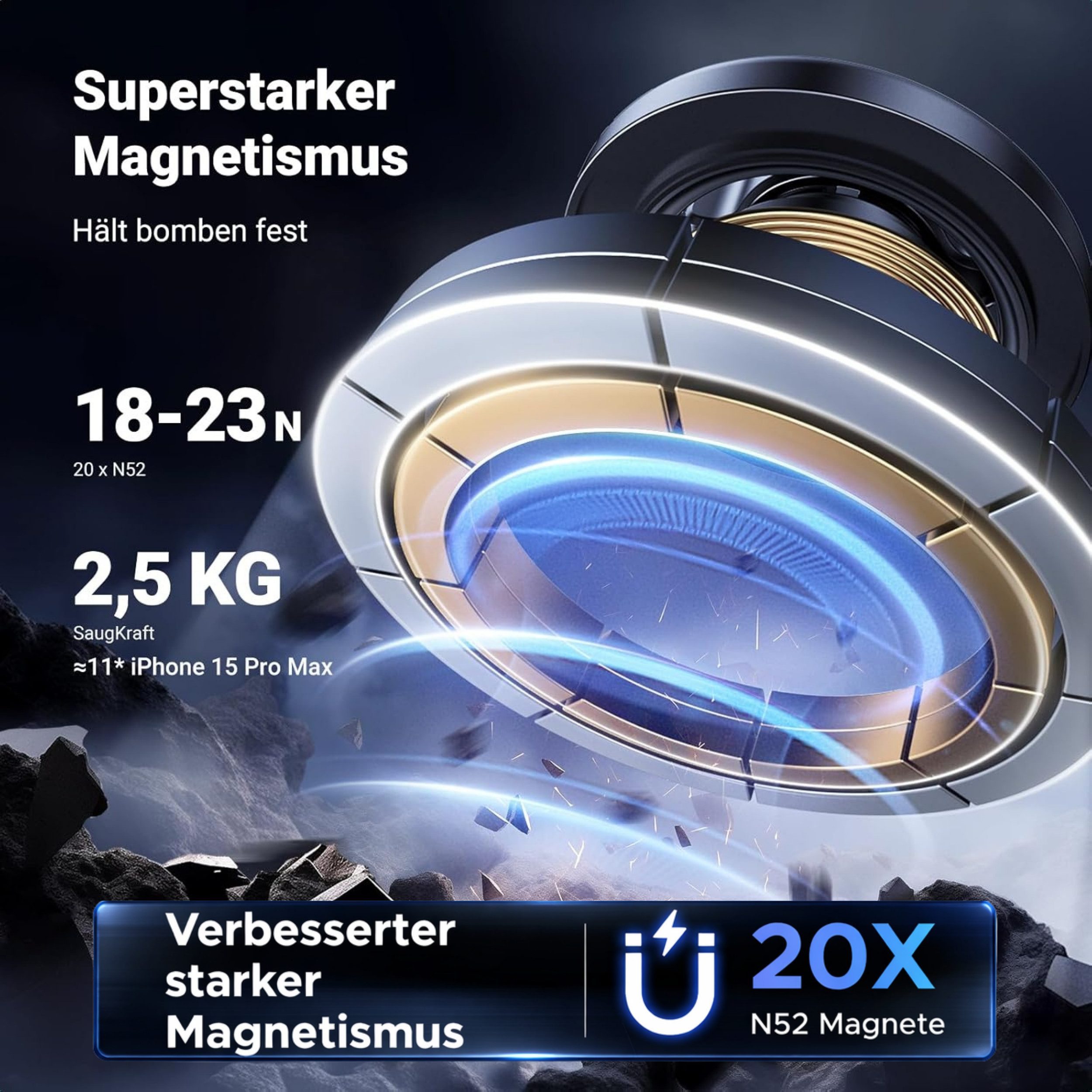 RUHE Handy-Halterung Auto KFZ Magnetische Handyhalterung für MagSafe Autohalterung flexibel, (bis 8 Zoll, Packung, Universal Lüftung Handyhalterung für iPhone M – Bild 4 von 5