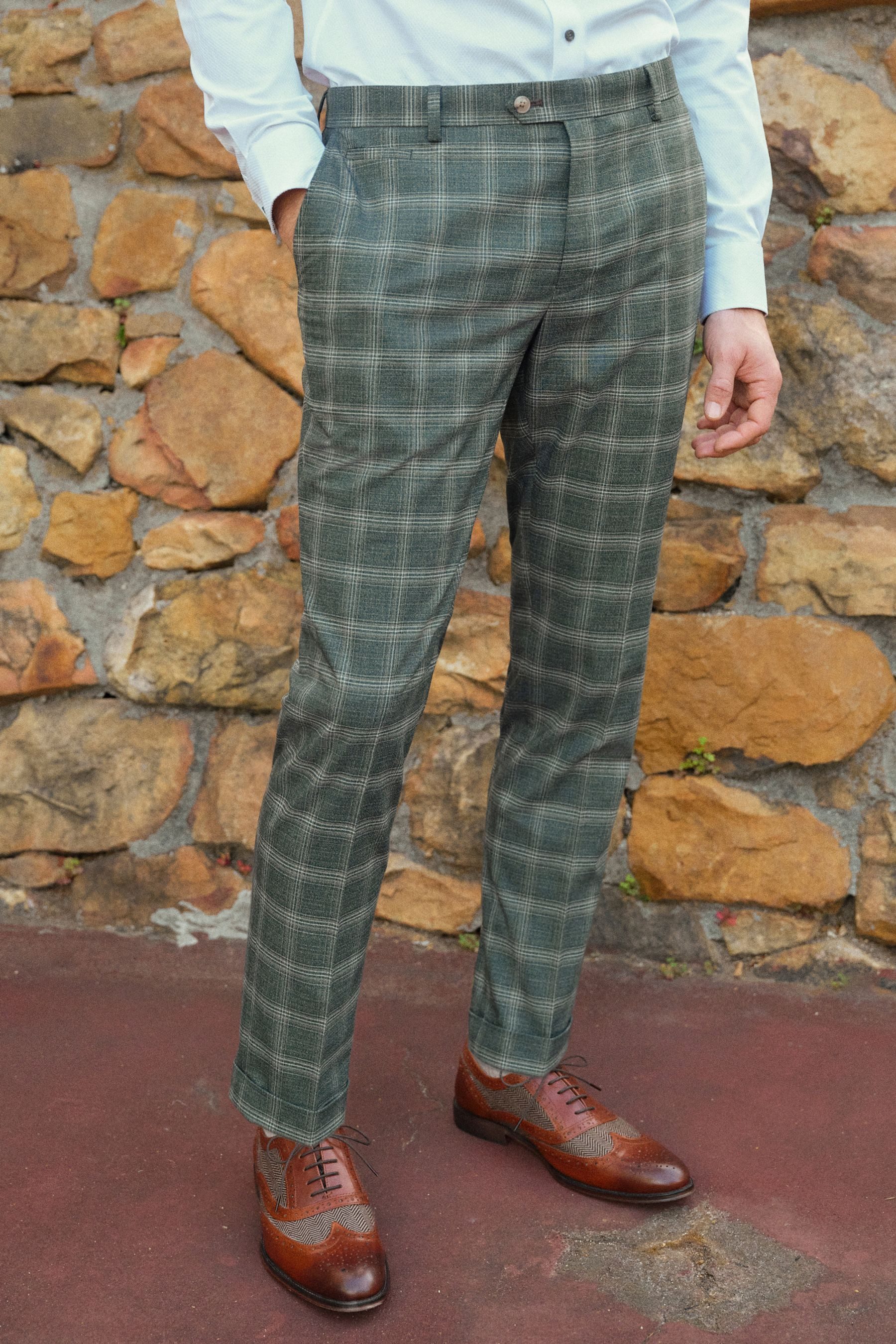 Next Anzughose Slim-Fit-Anzughose mit kleinem Karomuster günstig online kaufen
